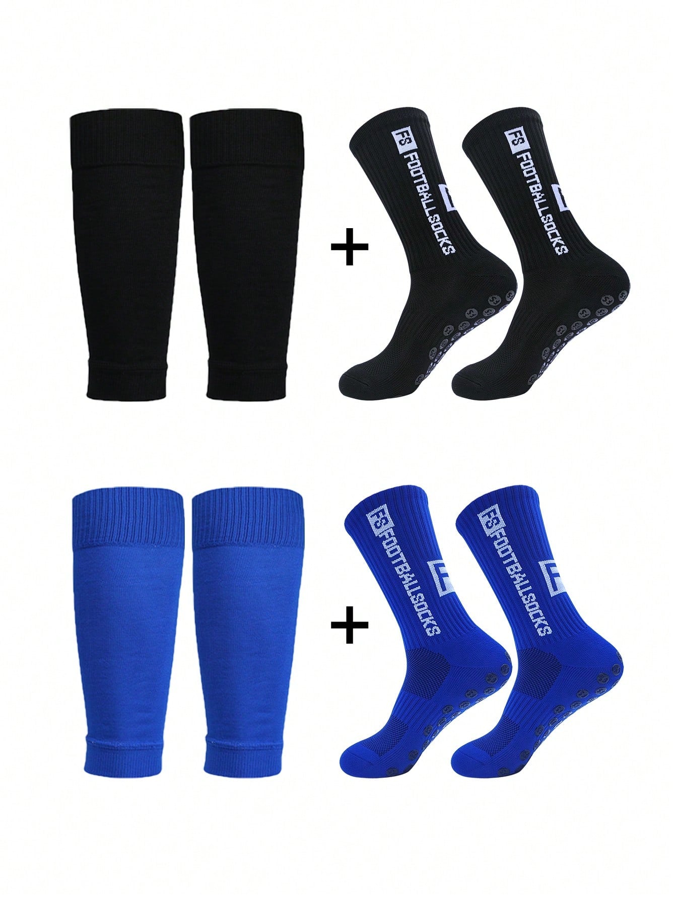 Anti-Slip Football Socks, Thickened Terry Crew Socks And Compression Leg Sleeves, 4 Sets/3 Sets/2 Sets, Unisex