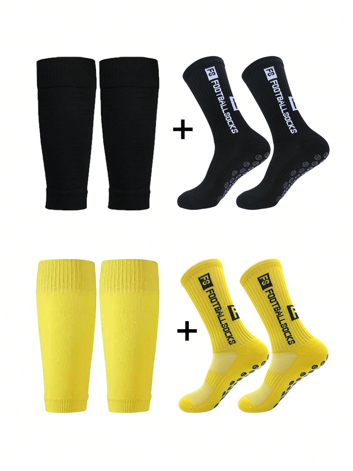 Anti-Slip Football Socks, Thickened Terry Crew Socks And Compression Leg Sleeves, 4 Sets/3 Sets/2 Sets, Unisex