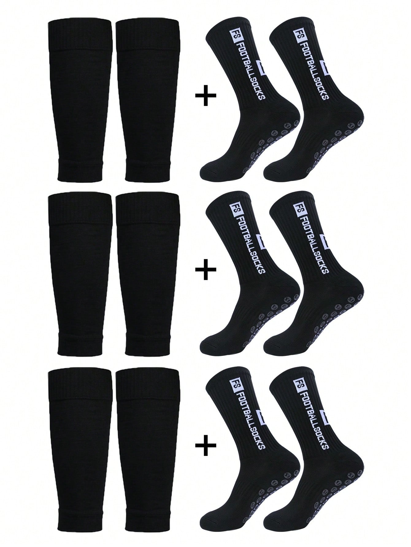 Anti-Slip Football Socks, Thickened Terry Crew Socks And Compression Leg Sleeves, 4 Sets/3 Sets/2 Sets, Unisex