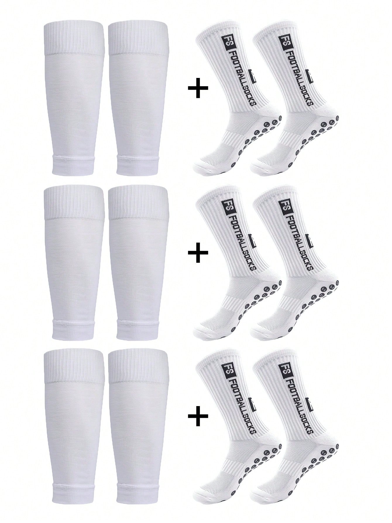 Anti-Slip Football Socks, Thickened Terry Crew Socks And Compression Leg Sleeves, 4 Sets/3 Sets/2 Sets, Unisex