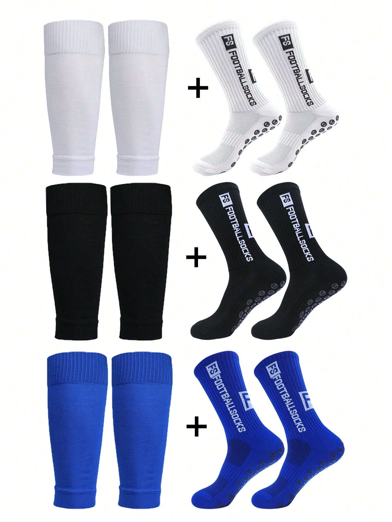 Anti-Slip Football Socks, Thickened Terry Crew Socks And Compression Leg Sleeves, 4 Sets/3 Sets/2 Sets, Unisex