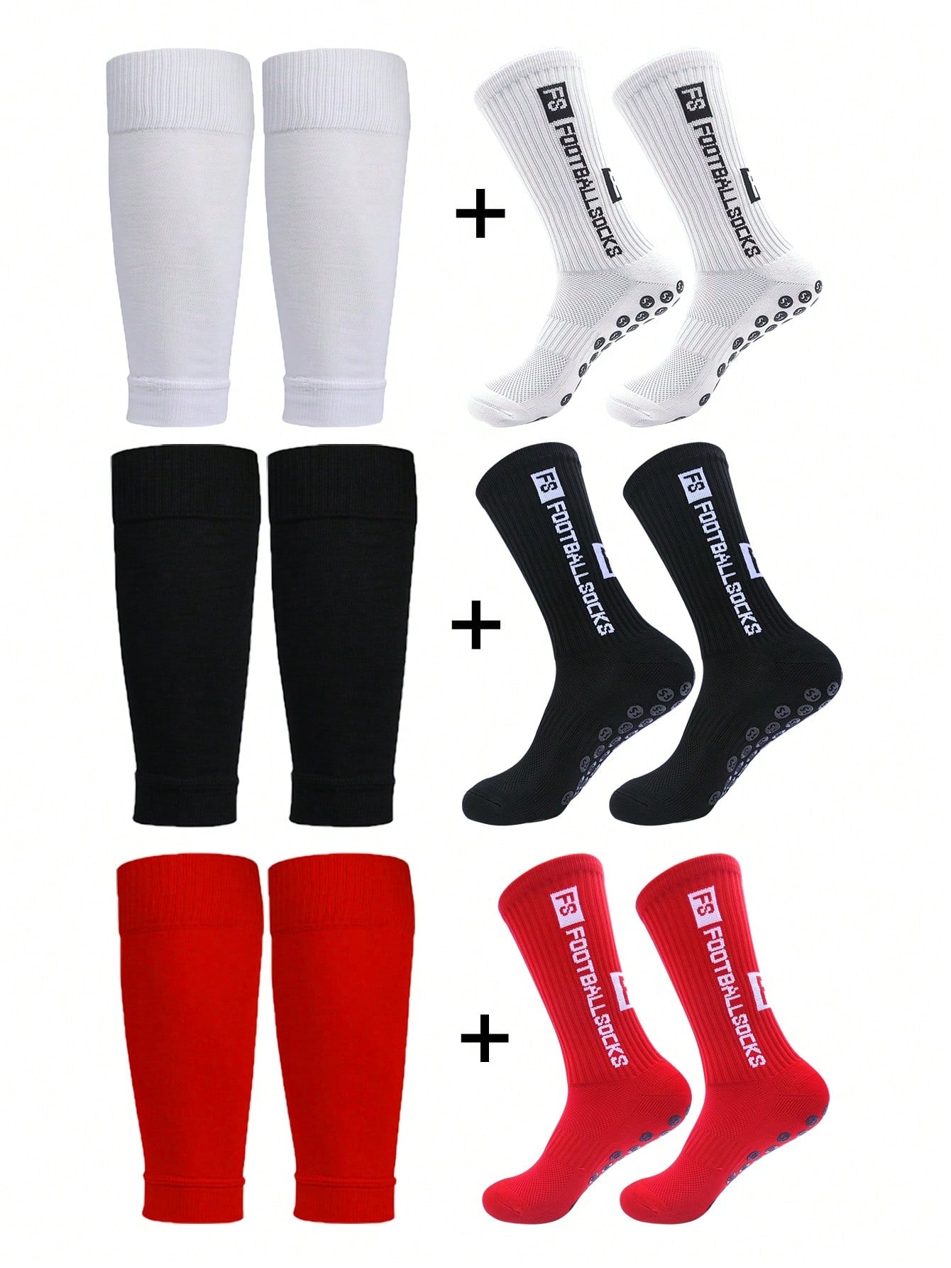 Anti-Slip Football Socks, Thickened Terry Crew Socks And Compression Leg Sleeves, 4 Sets/3 Sets/2 Sets, Unisex