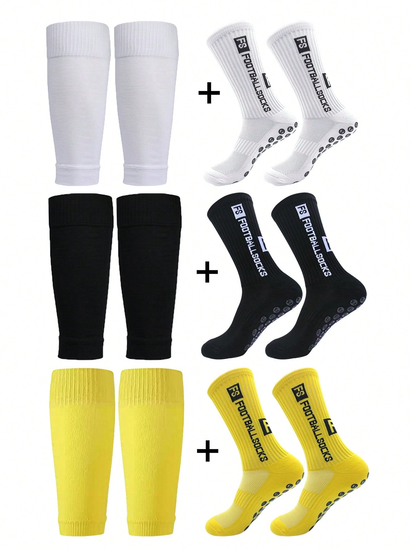 Anti-Slip Football Socks, Thickened Terry Crew Socks And Compression Leg Sleeves, 4 Sets/3 Sets/2 Sets, Unisex