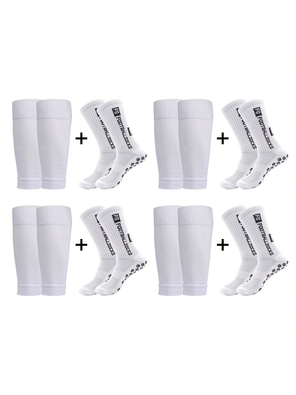 Anti-Slip Football Socks, Thickened Terry Crew Socks And Compression Leg Sleeves, 4 Sets/3 Sets/2 Sets, Unisex