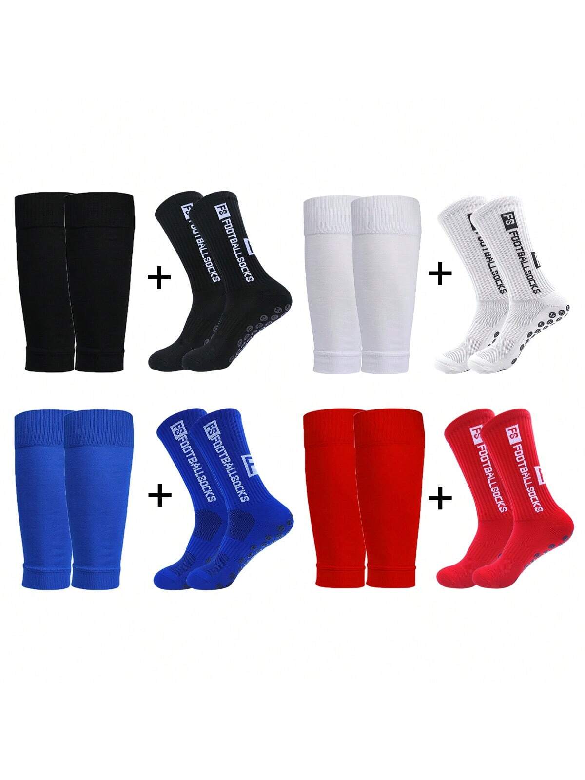 Anti-Slip Football Socks, Thickened Terry Crew Socks And Compression Leg Sleeves, 4 Sets/3 Sets/2 Sets, Unisex