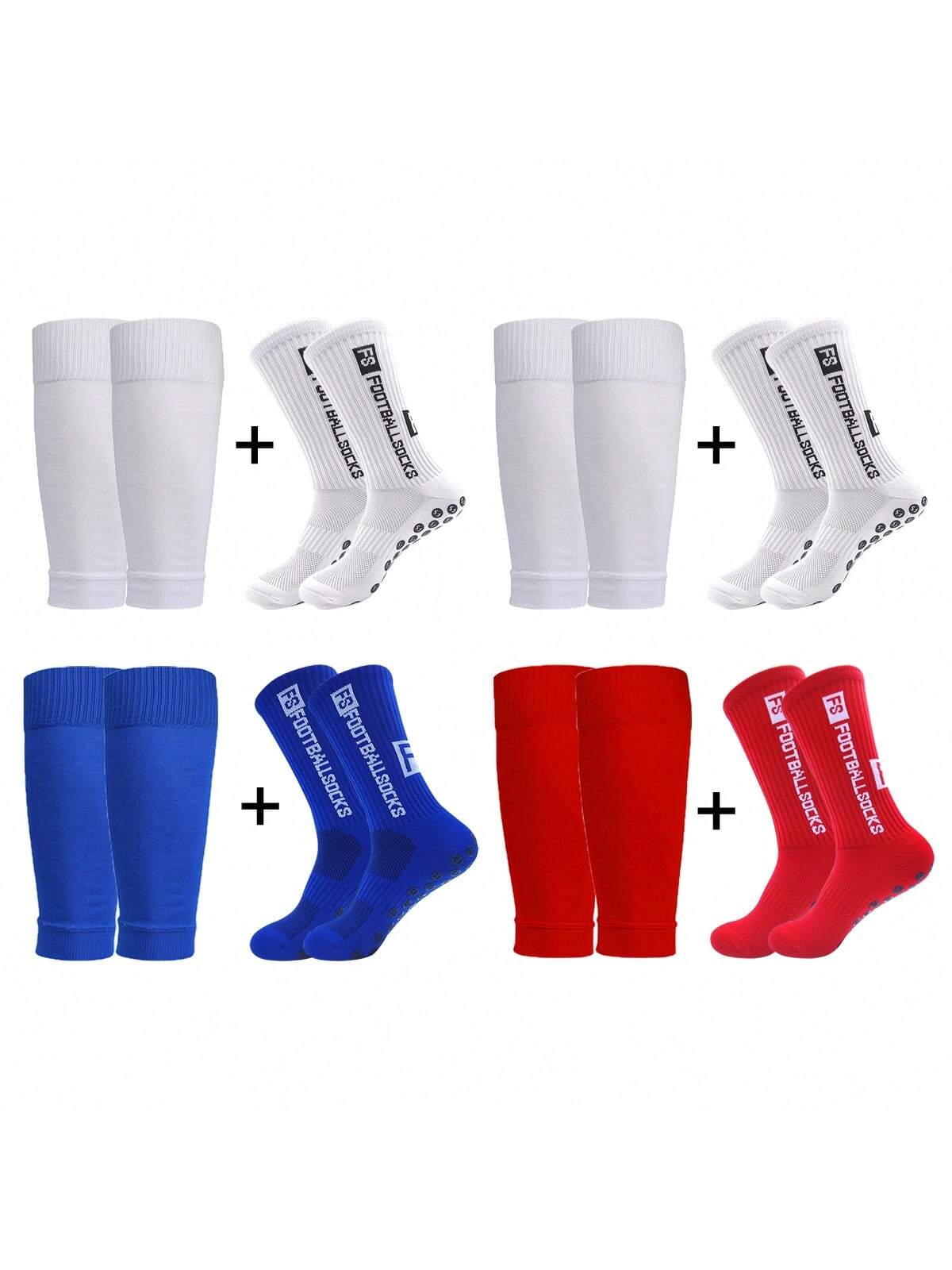 Anti-Slip Football Socks, Thickened Terry Crew Socks And Compression Leg Sleeves, 4 Sets/3 Sets/2 Sets, Unisex