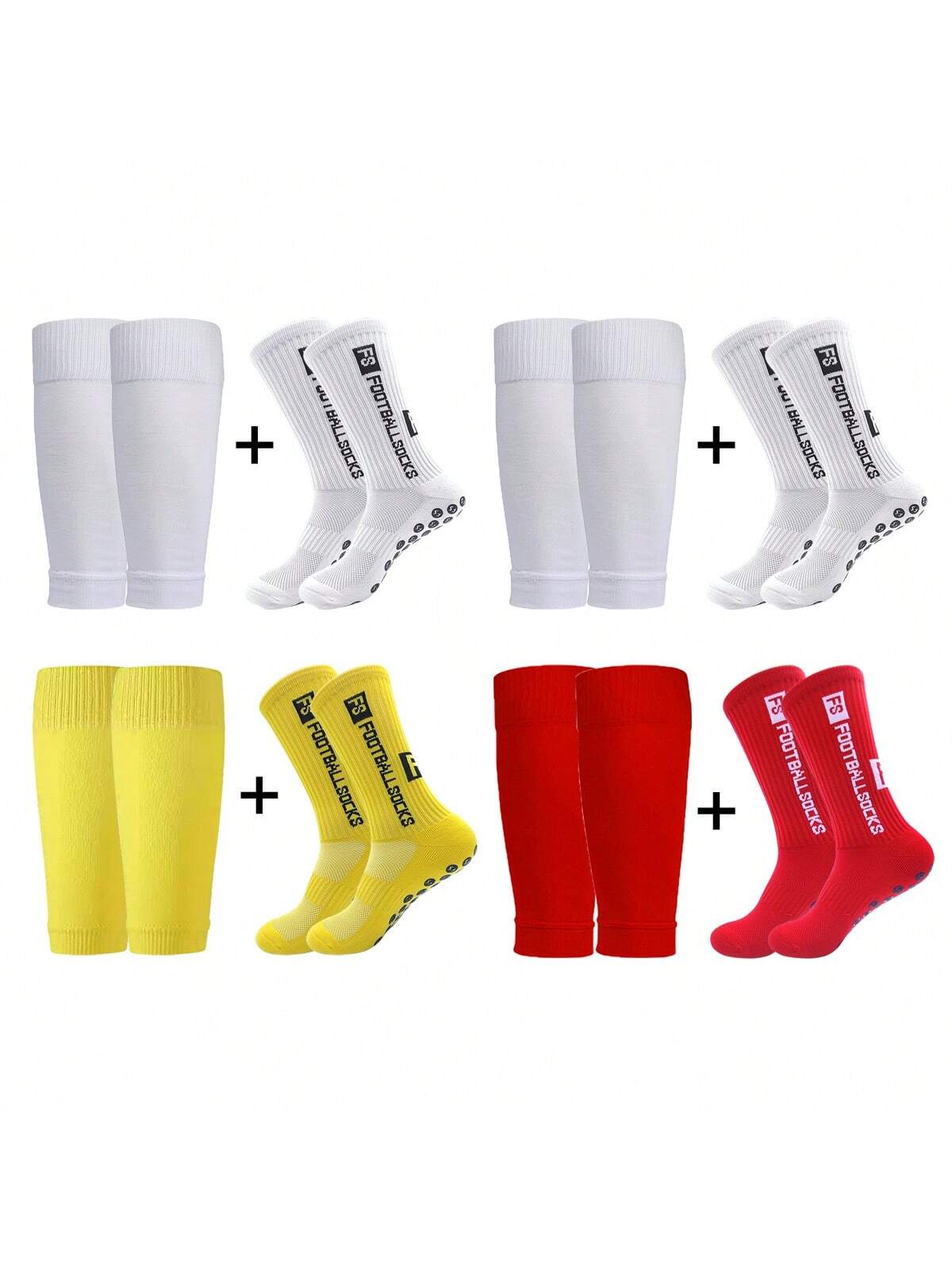 Anti-Slip Football Socks, Thickened Terry Crew Socks And Compression Leg Sleeves, 4 Sets/3 Sets/2 Sets, Unisex