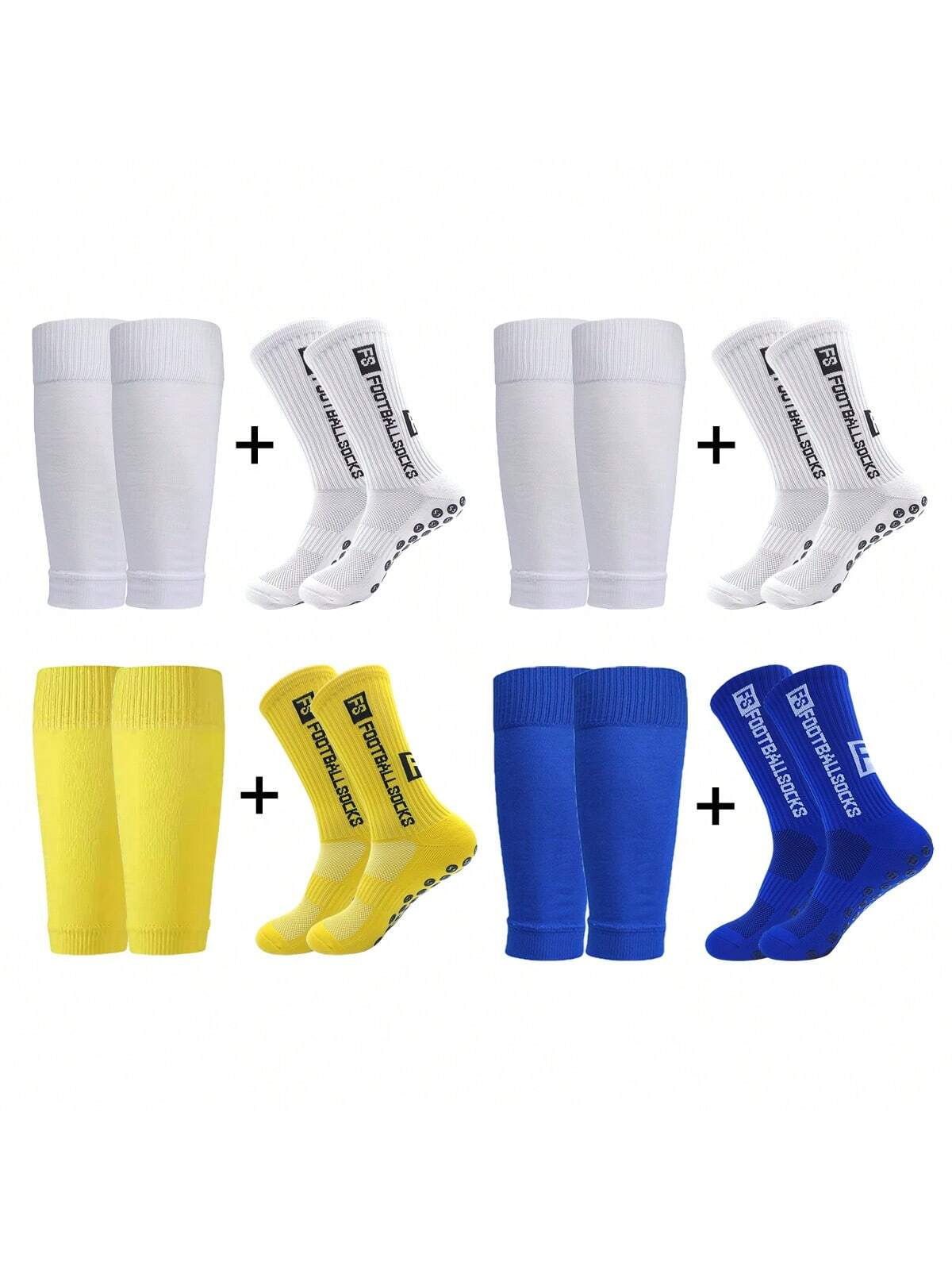 Anti-Slip Football Socks, Thickened Terry Crew Socks And Compression Leg Sleeves, 4 Sets/3 Sets/2 Sets, Unisex