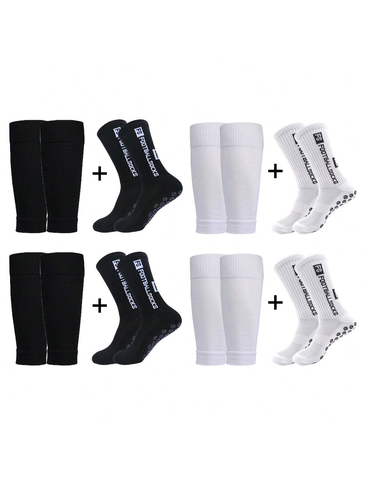 Anti-Slip Football Socks, Thickened Terry Crew Socks And Compression Leg Sleeves, 4 Sets/3 Sets/2 Sets, Unisex