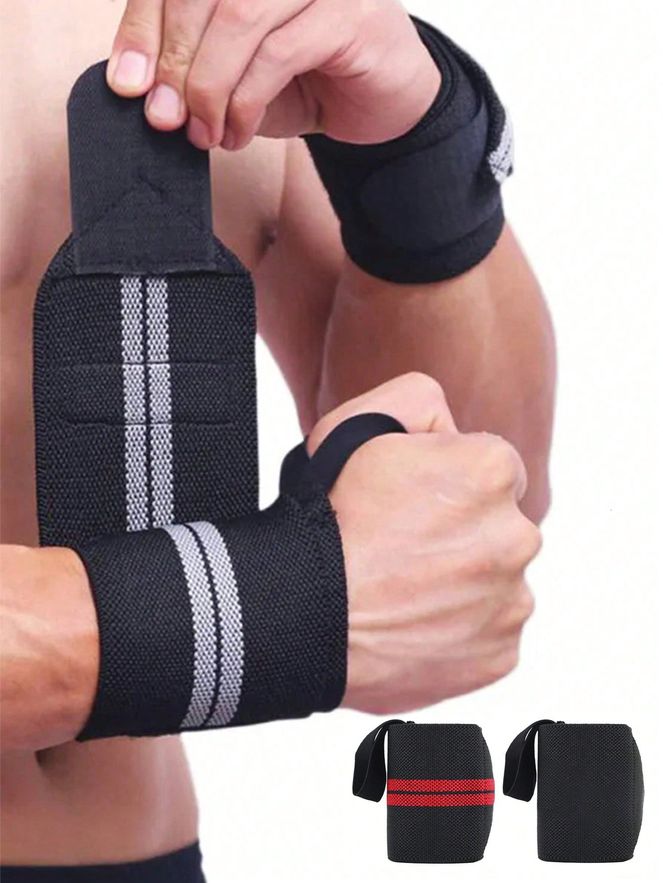 2 pcs Elastic Wrist Wraps, Wrist Support Brace, Wrist Wraps Guard Wrist Band For Gym Weightlifting, Fitness Protection, Barbell Strap