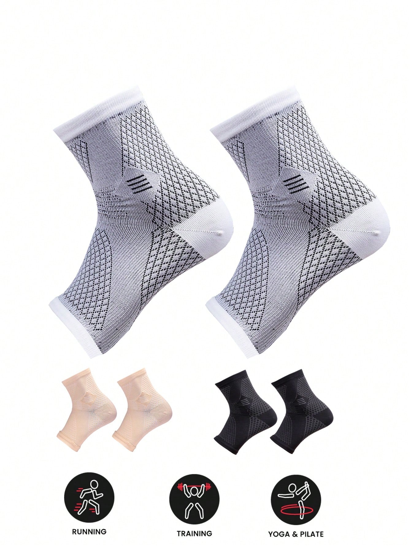 1 Pair Ankle Compression Socks, Breathable Toe-Less Design With Arch Support, For Men And Women, Suitable For Running Fitness Sports