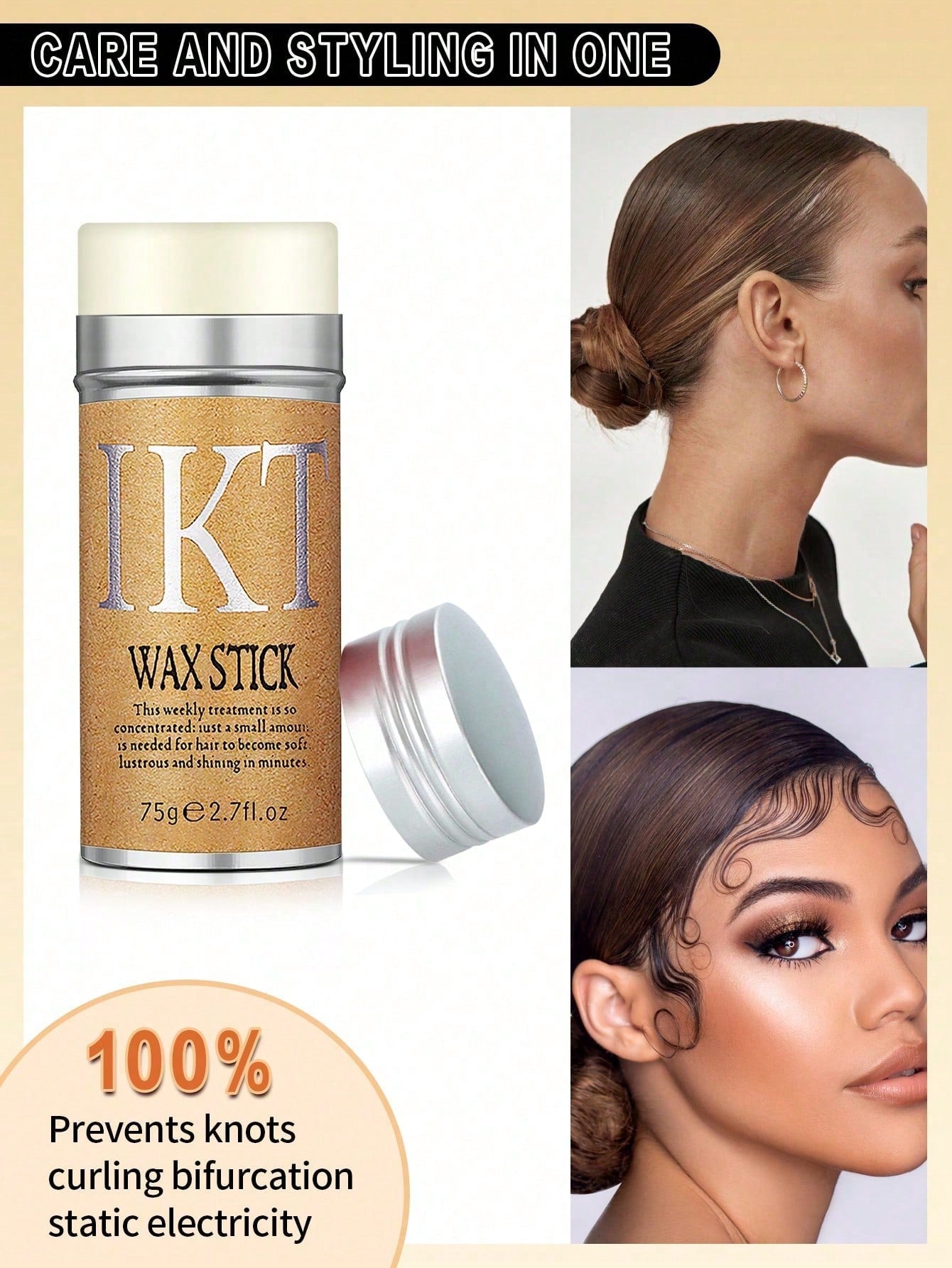 ikt Hair Wax Stick, Styling Wax For Smooth Wigs, Slick Stick For Hair Non-Greasy Styling Hair Pomade Stick For Flyaway Edge