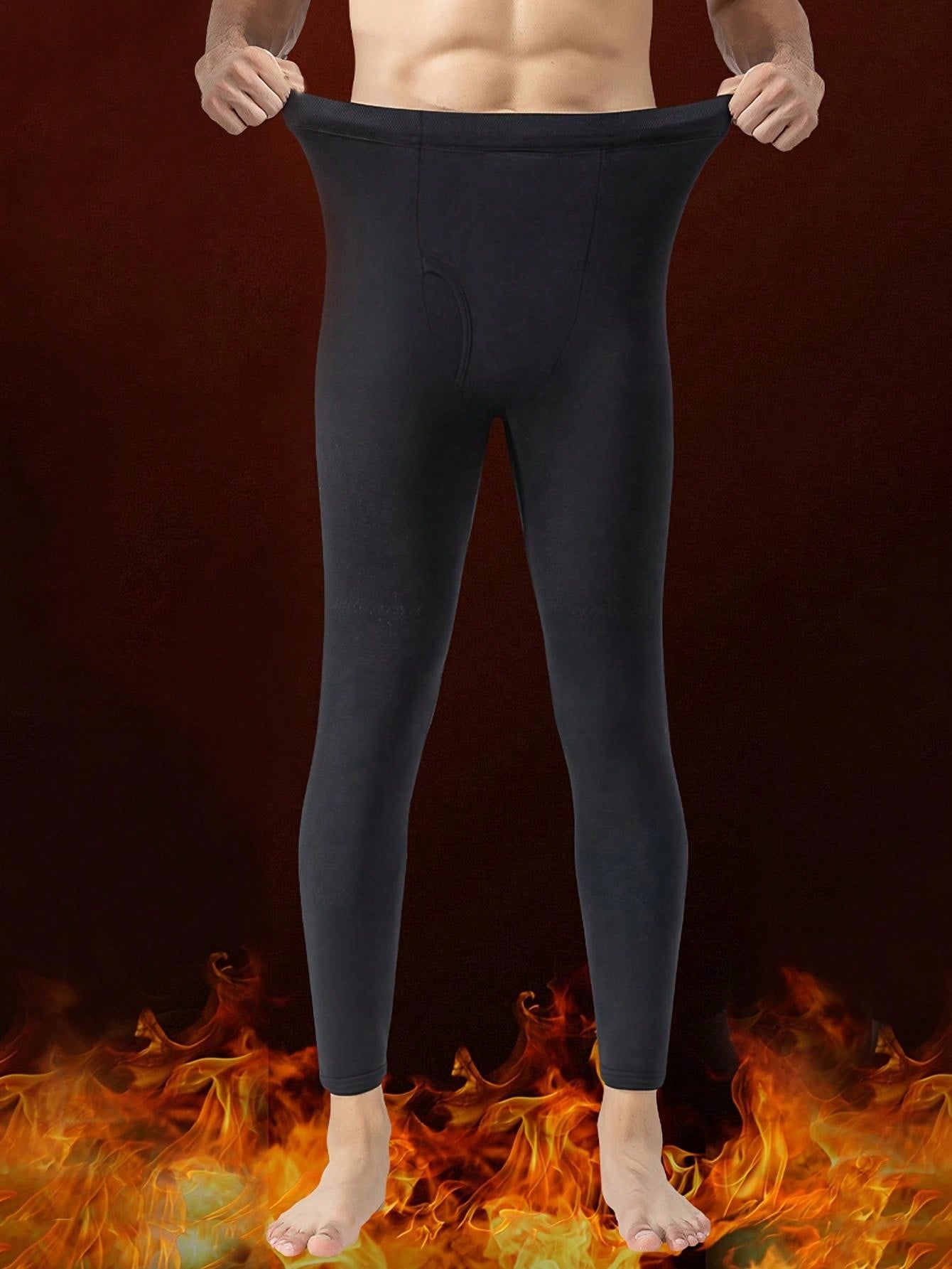 Men Thermal Fleece Lined Leggings - Insulated Winter Warmth For Sports, Yoga