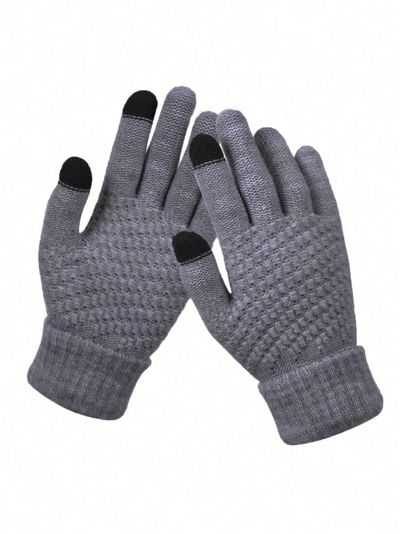 1 Pair Unisex Winter Warm Touchscreen Gloves, Thermal Lined Thickened Anti-Slip Knitted Gloves For Cycling, Driving, Outdoor Sports, Suitable For Men And Women