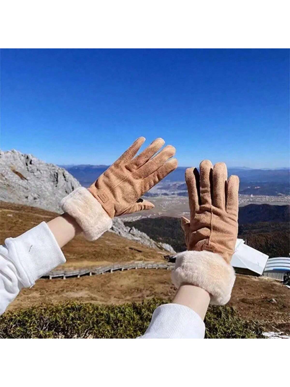 Winter Female Touch Screen Cycling Skiing Driving Gloves Elegant Casual Thick Plush Leather Warm Mittens Apparel Accessorie