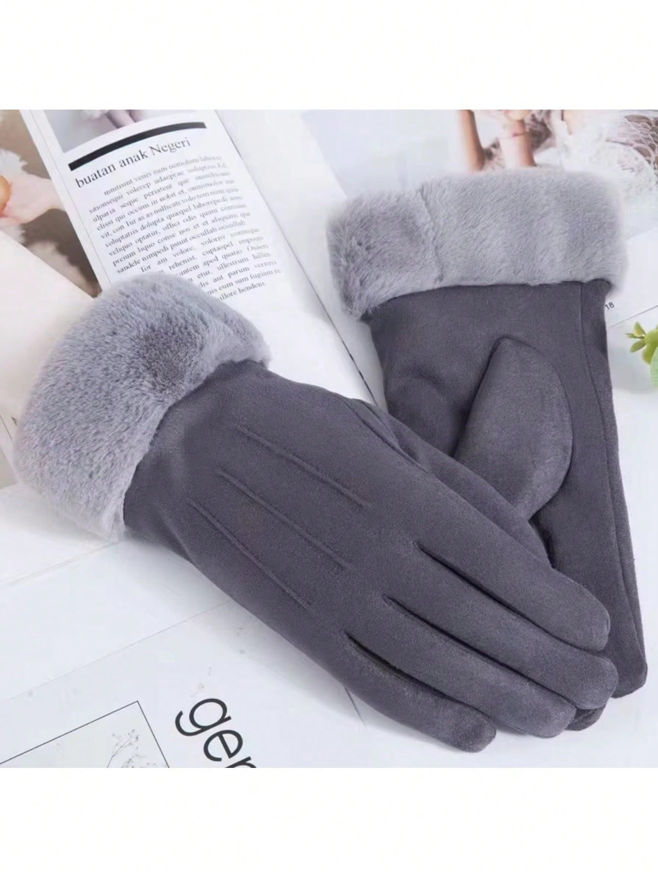 Winter Female Touch Screen Cycling Skiing Driving Gloves Elegant Casual Thick Plush Leather Warm Mittens Apparel Accessorie