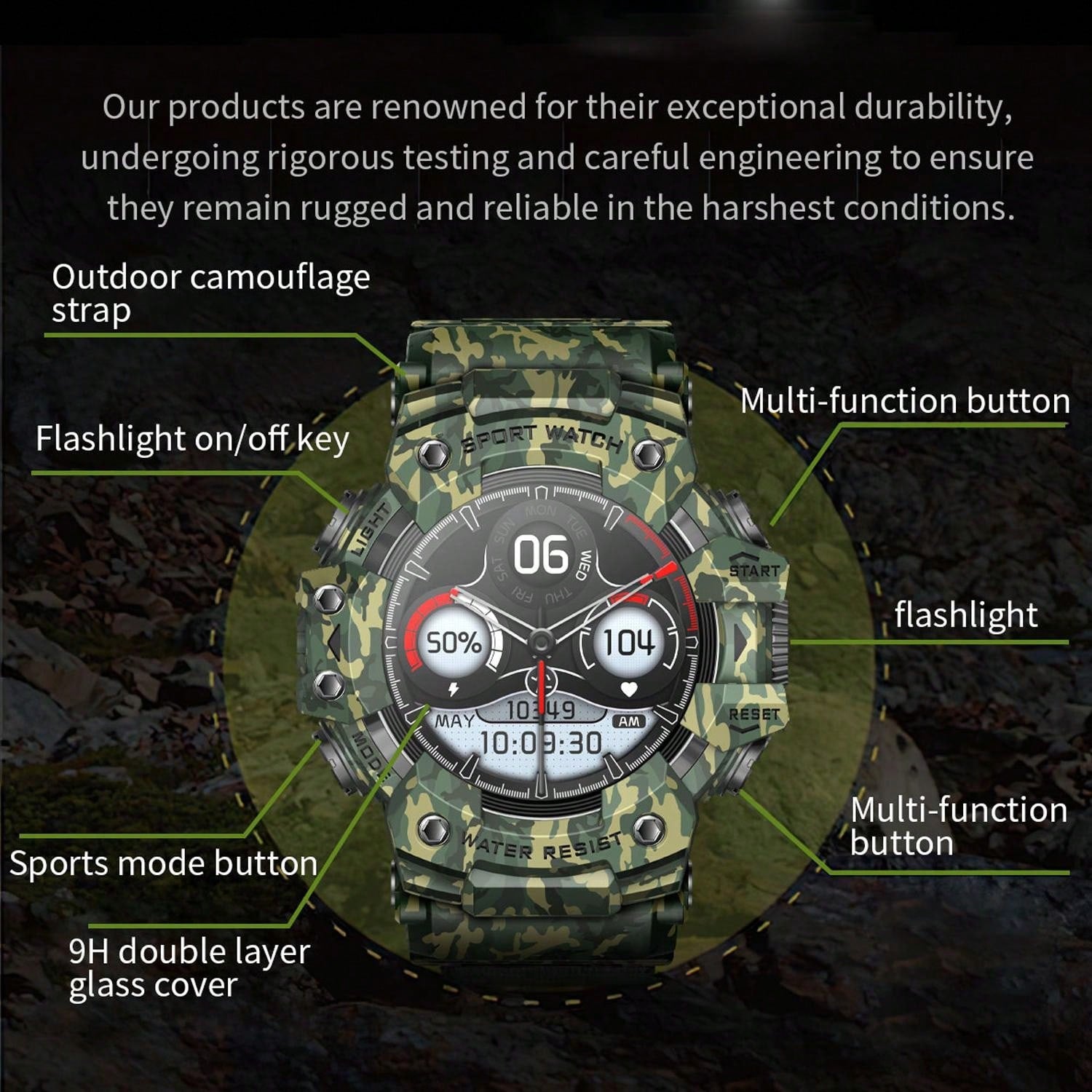 FERTO Men's Smart Watches(Answer/Maker Calls),Sports Watches With Compass ,Pedometer, Lighting Function 100  Sport Modes Fitness Tracker With IP67 Waterproof Sleep Monitor Activity Tracker And Sport Watch For Android IOS