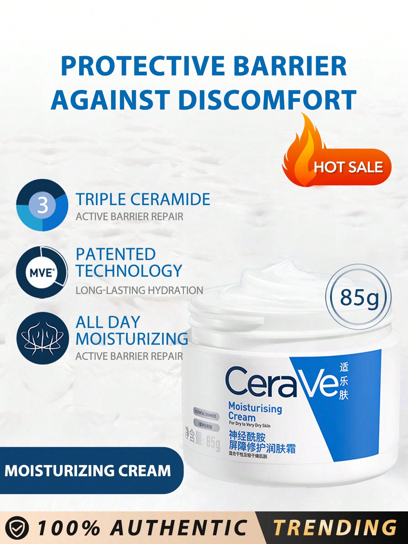 CeraVe Moisturizing Cream, 85g, For Dry To Very Dry Skin, Moisturizing