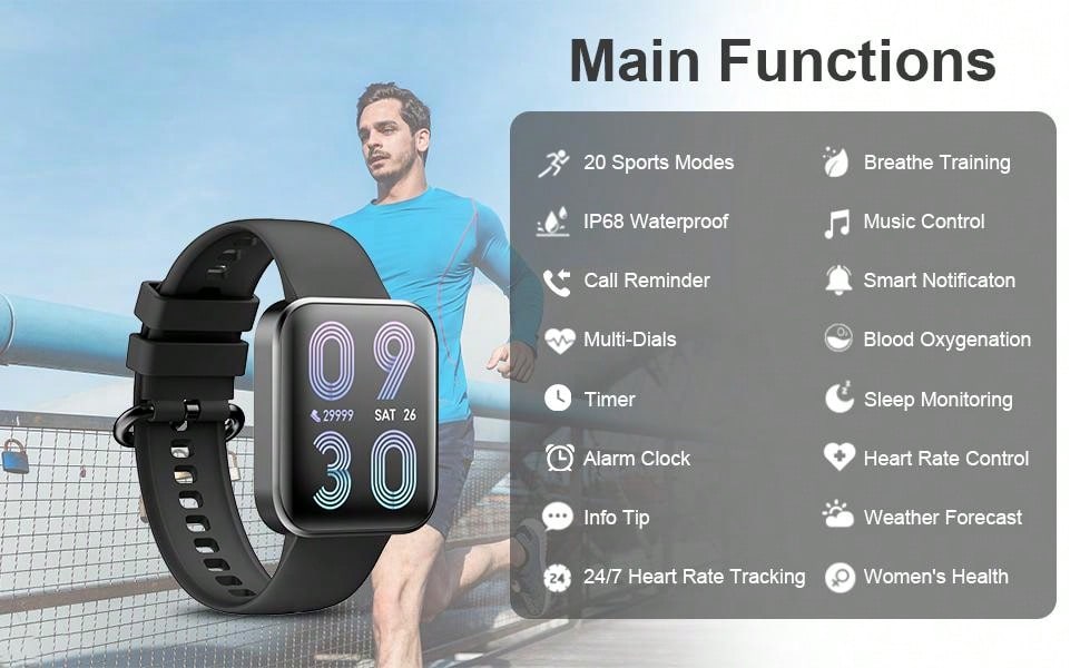 A-TGTGA 2024 New Smartwatches, Fitness Watches, Activity Tracker Smart Watches With IP68 Waterproof, Heart Rate Monitor, Message Notification Sleep Monitor, For Android IOS