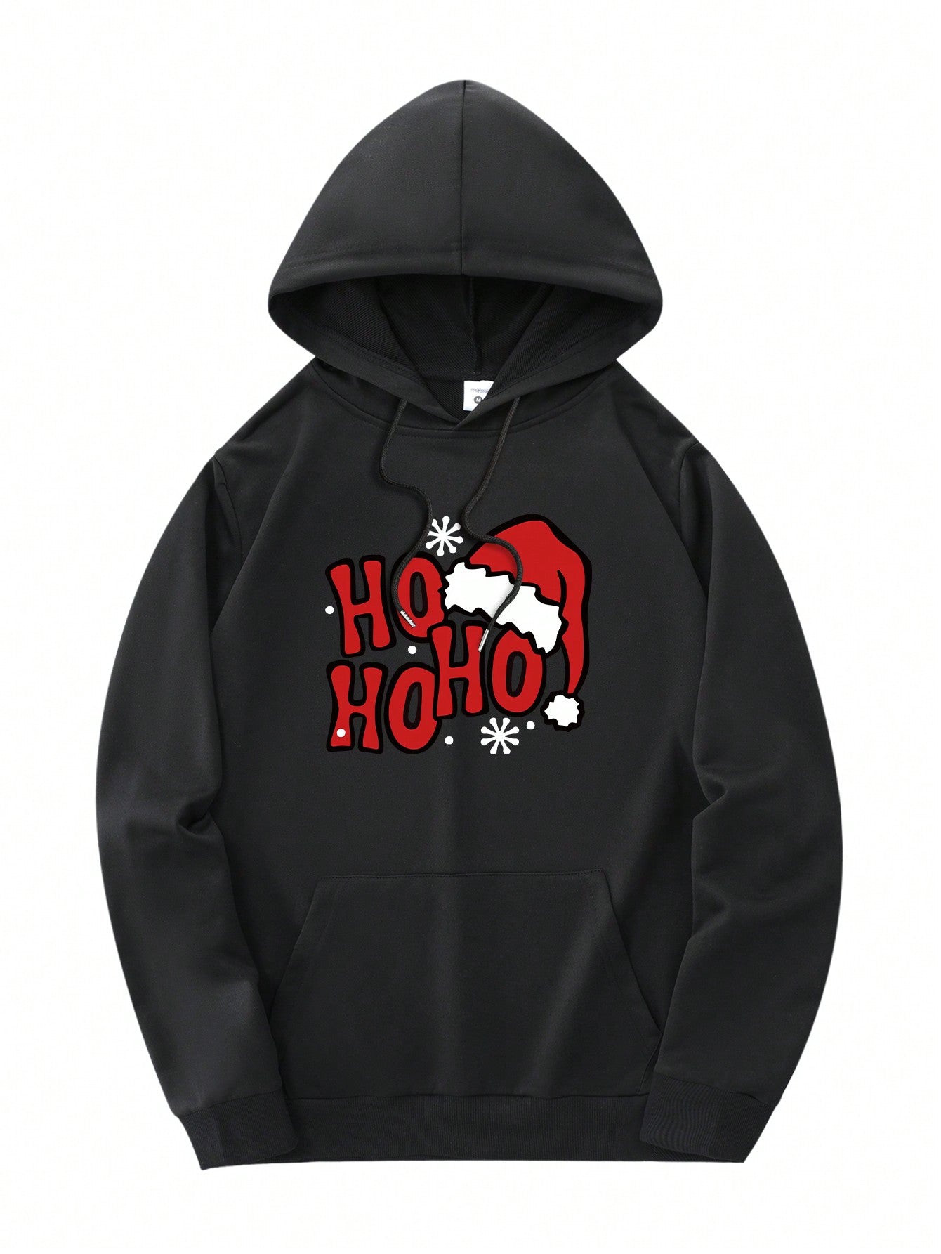 Boyfriend Style Men Casual Pullover Hoodie, Drawstring Hooded Sweatshirt With Cartoon Christmas Hat