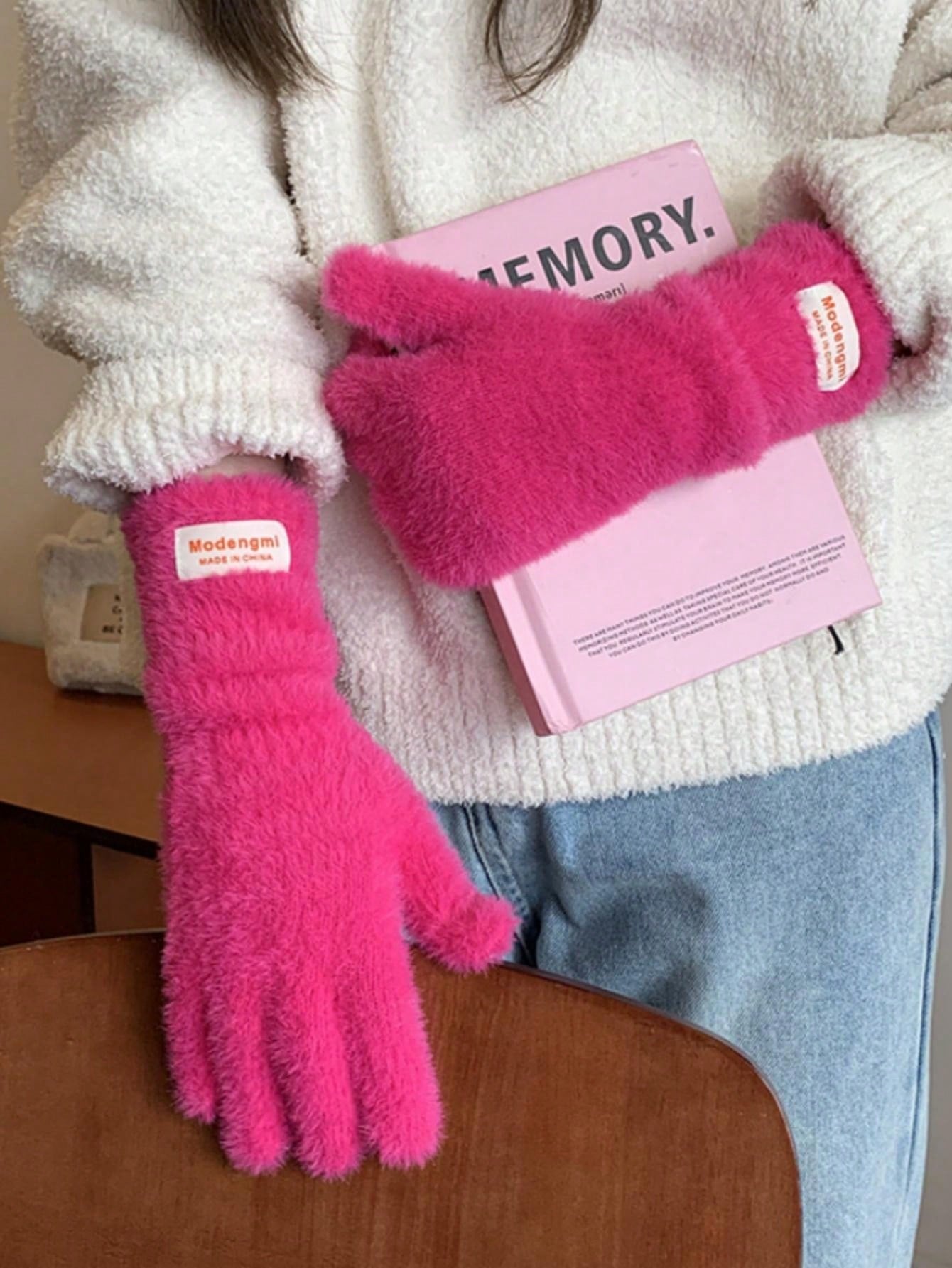 1 Pair Solid Color Open Finger Christmas Gloves, Touchscreen, High-End, Warm, Wristband Knitted Mittens