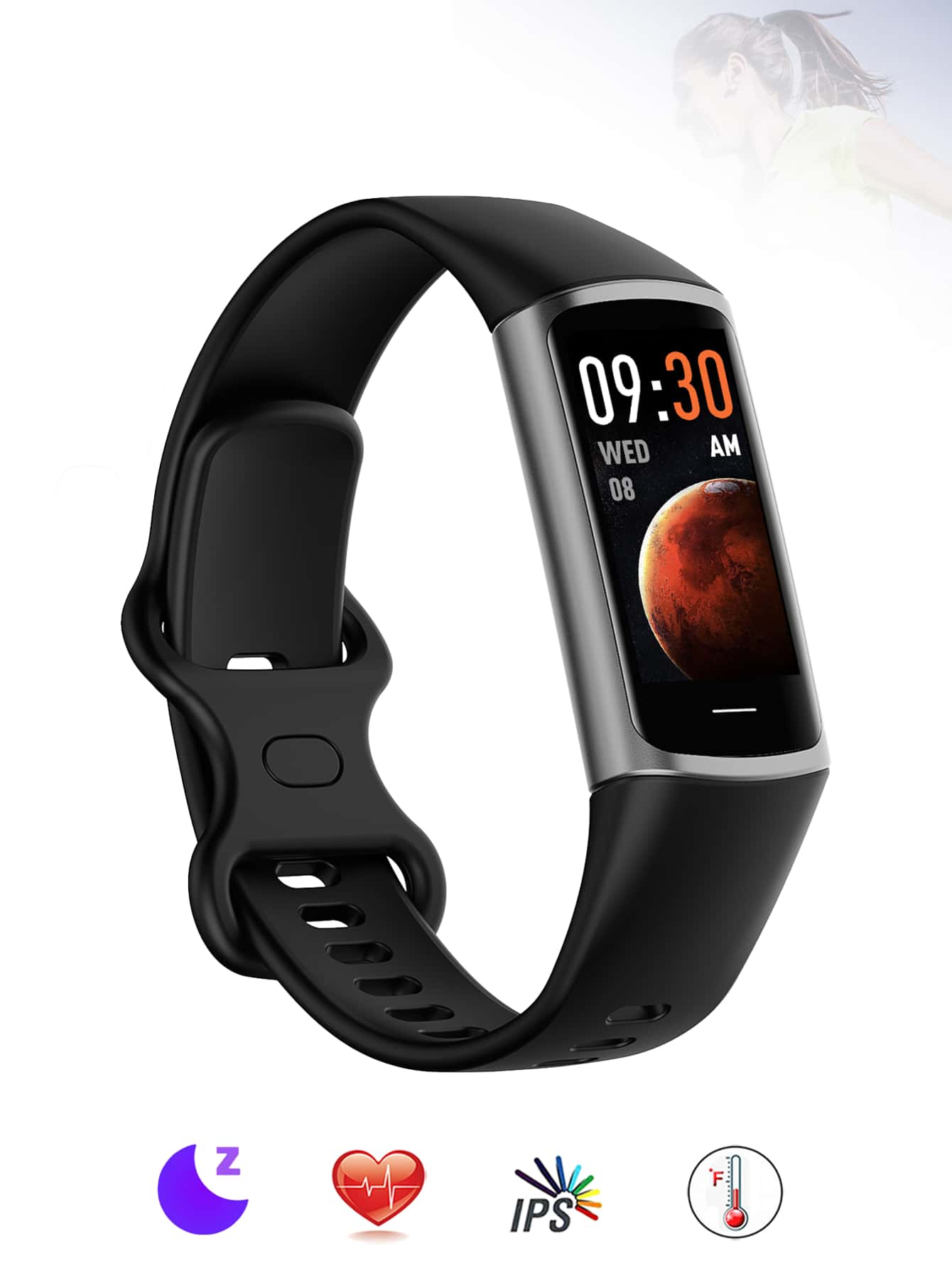 EFFEOKKI Black Fashionable Smart Fitness Tracker Bracelet, Suitable For Daily Wear