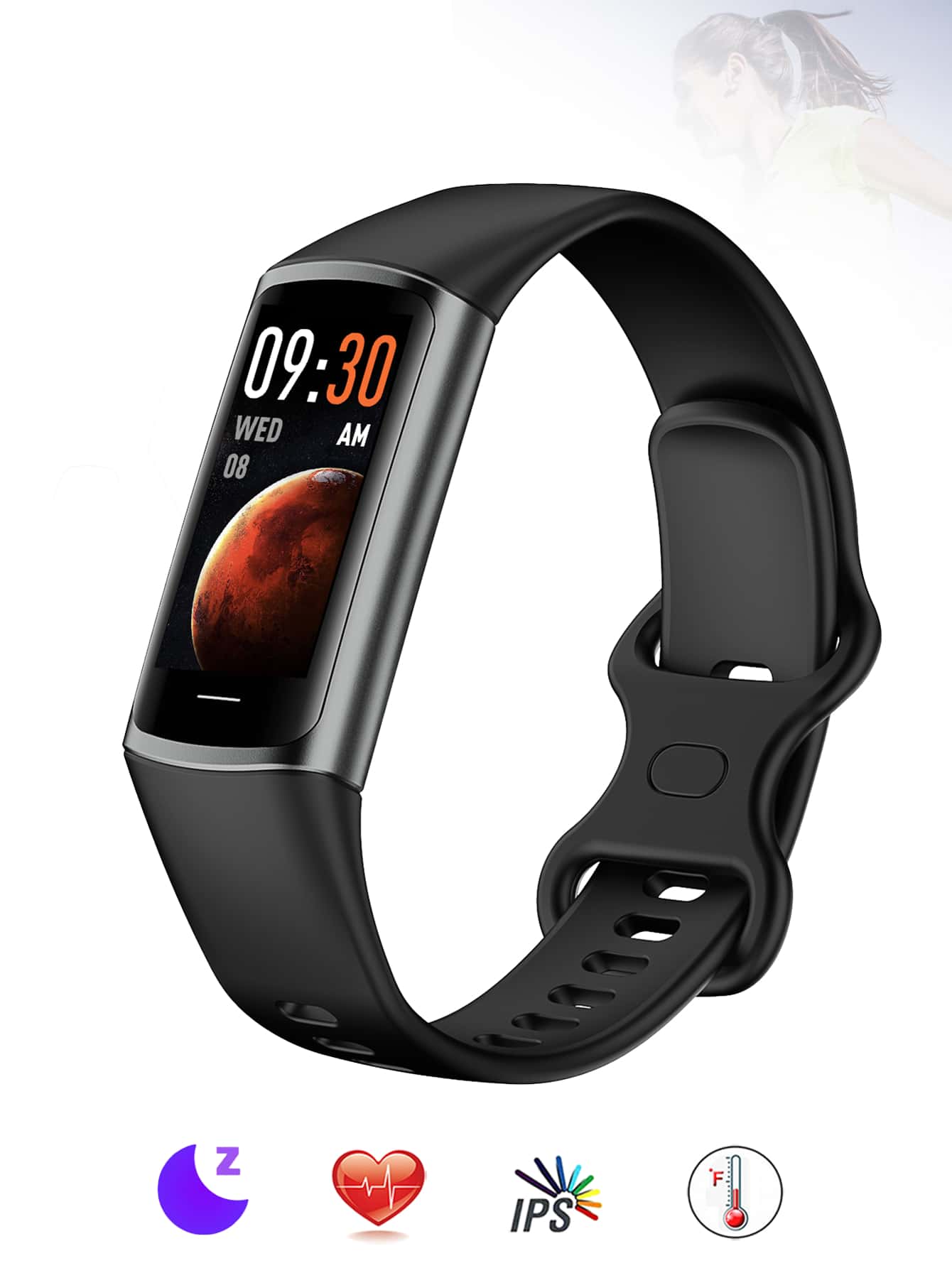 EFFEOKKI Black Fashionable Smart Fitness Tracker Bracelet, Suitable For Daily Wear