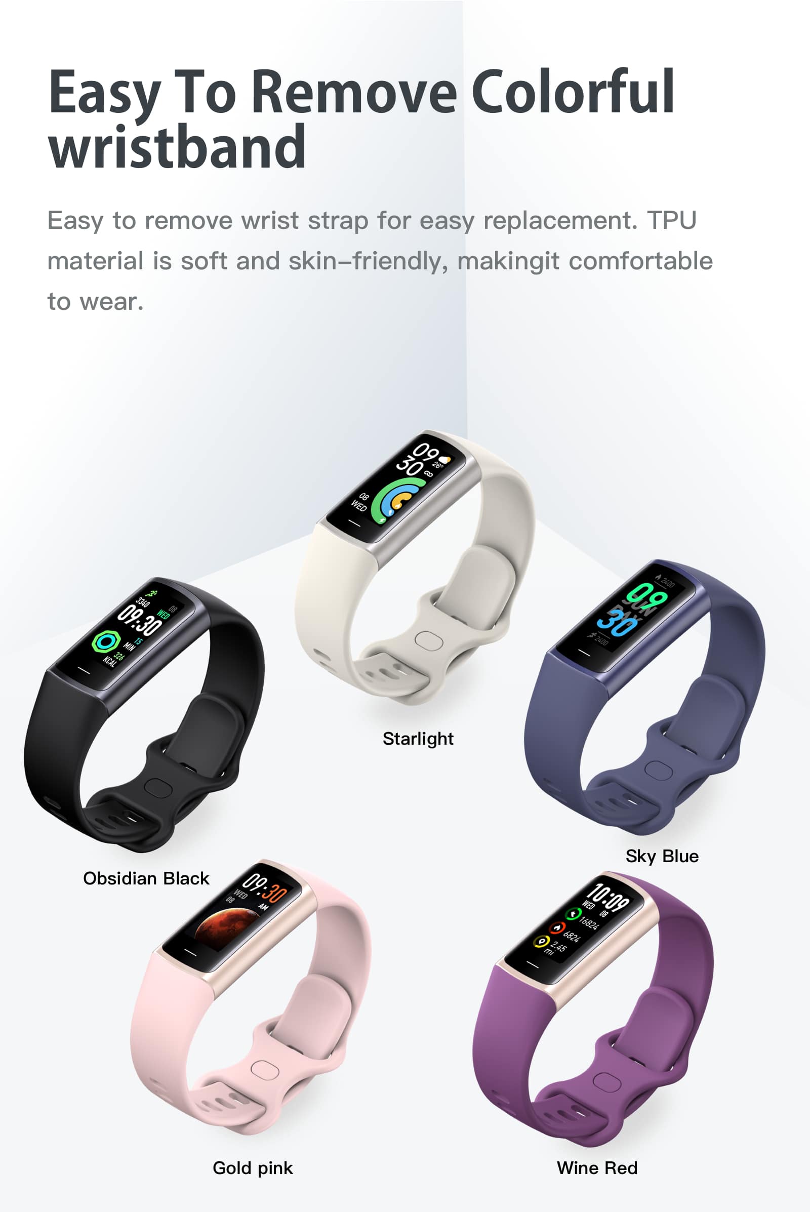 EFFEOKKI Black Fashionable Smart Fitness Tracker Bracelet, Suitable For Daily Wear