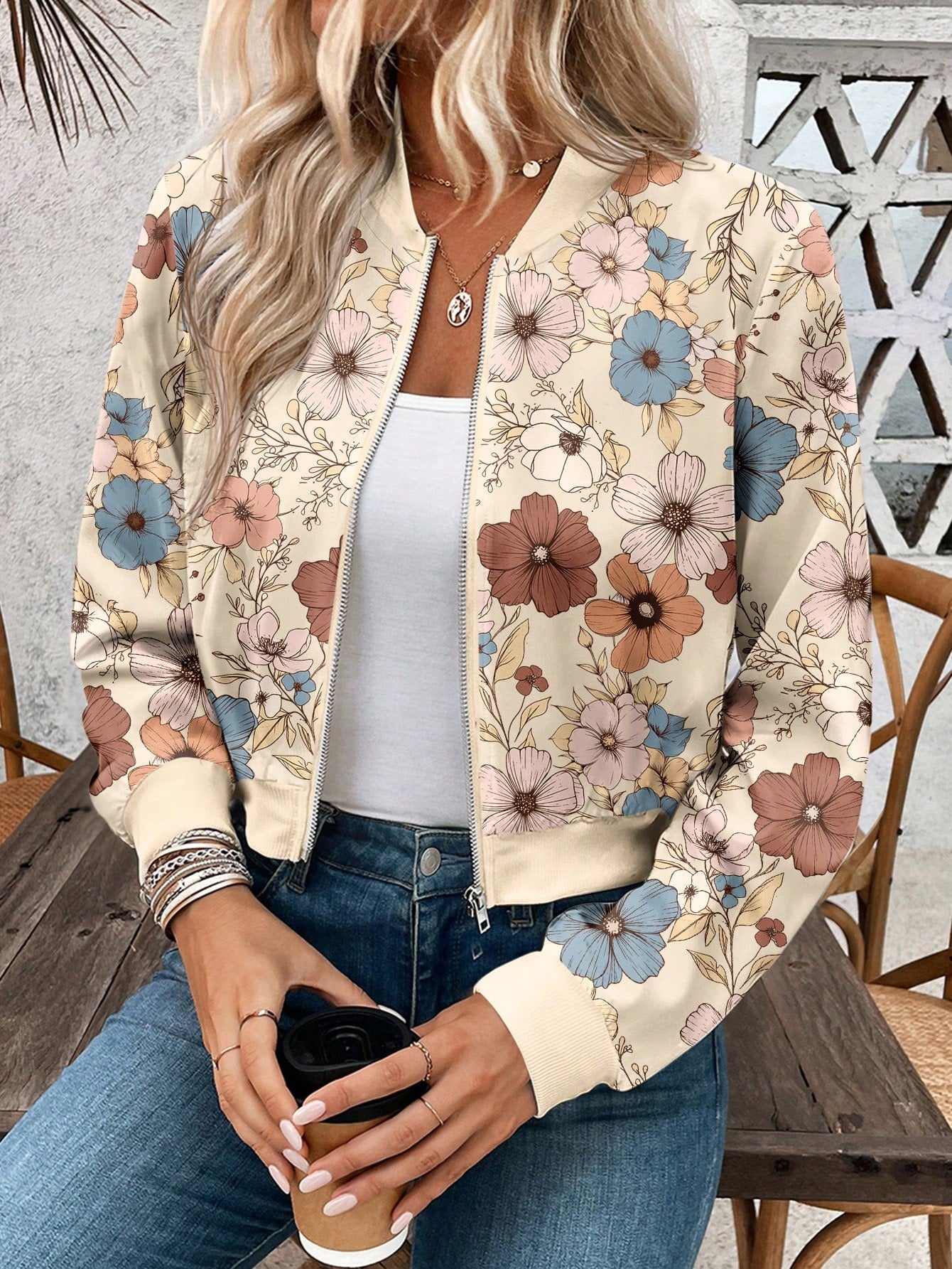 LUNE Zipper Printed Summer Women's Short Jacket