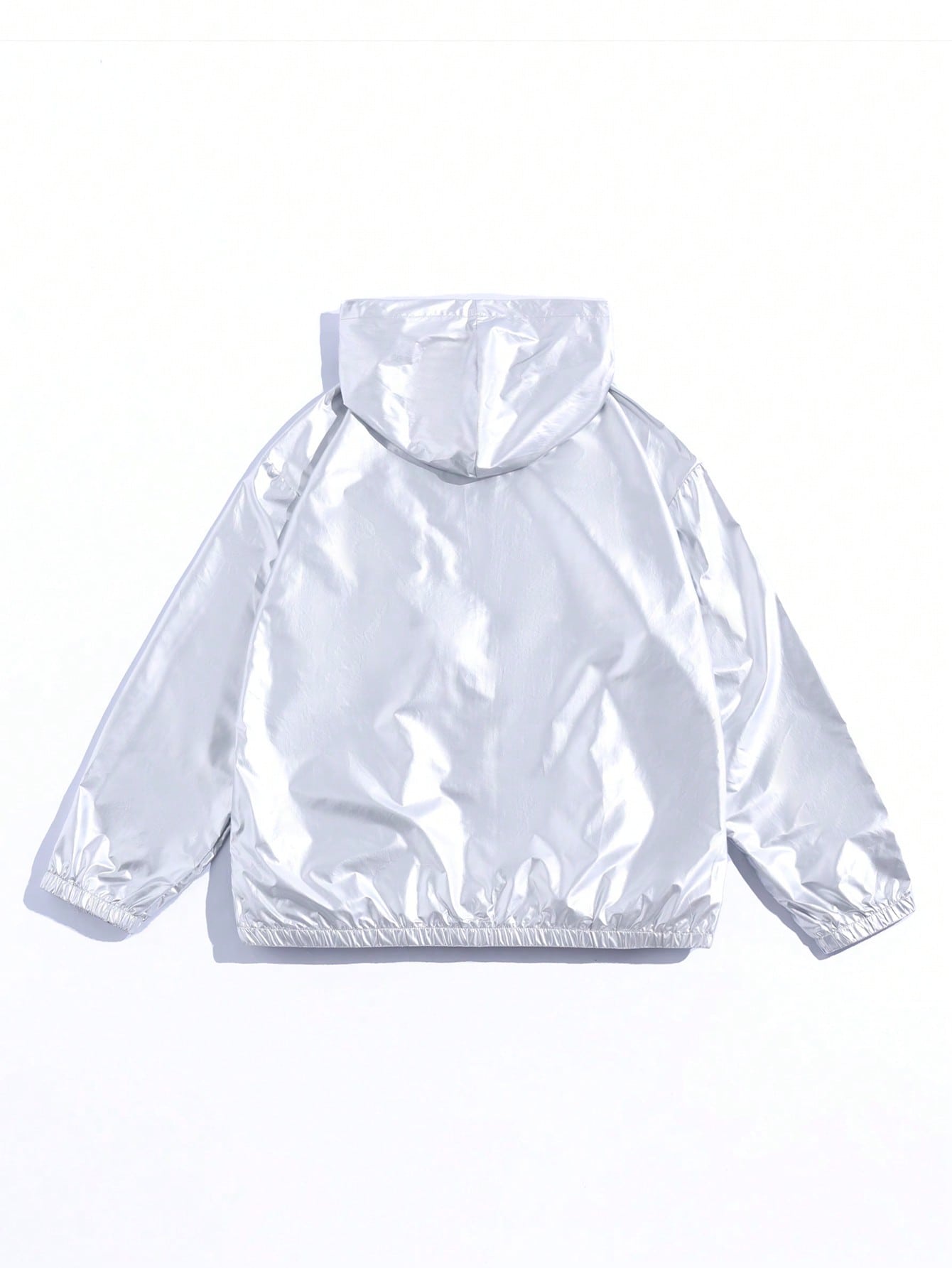 Boyfriend Style Men's Fashionable Metallic Drawstring Hooded Zip Up Sports Jacket