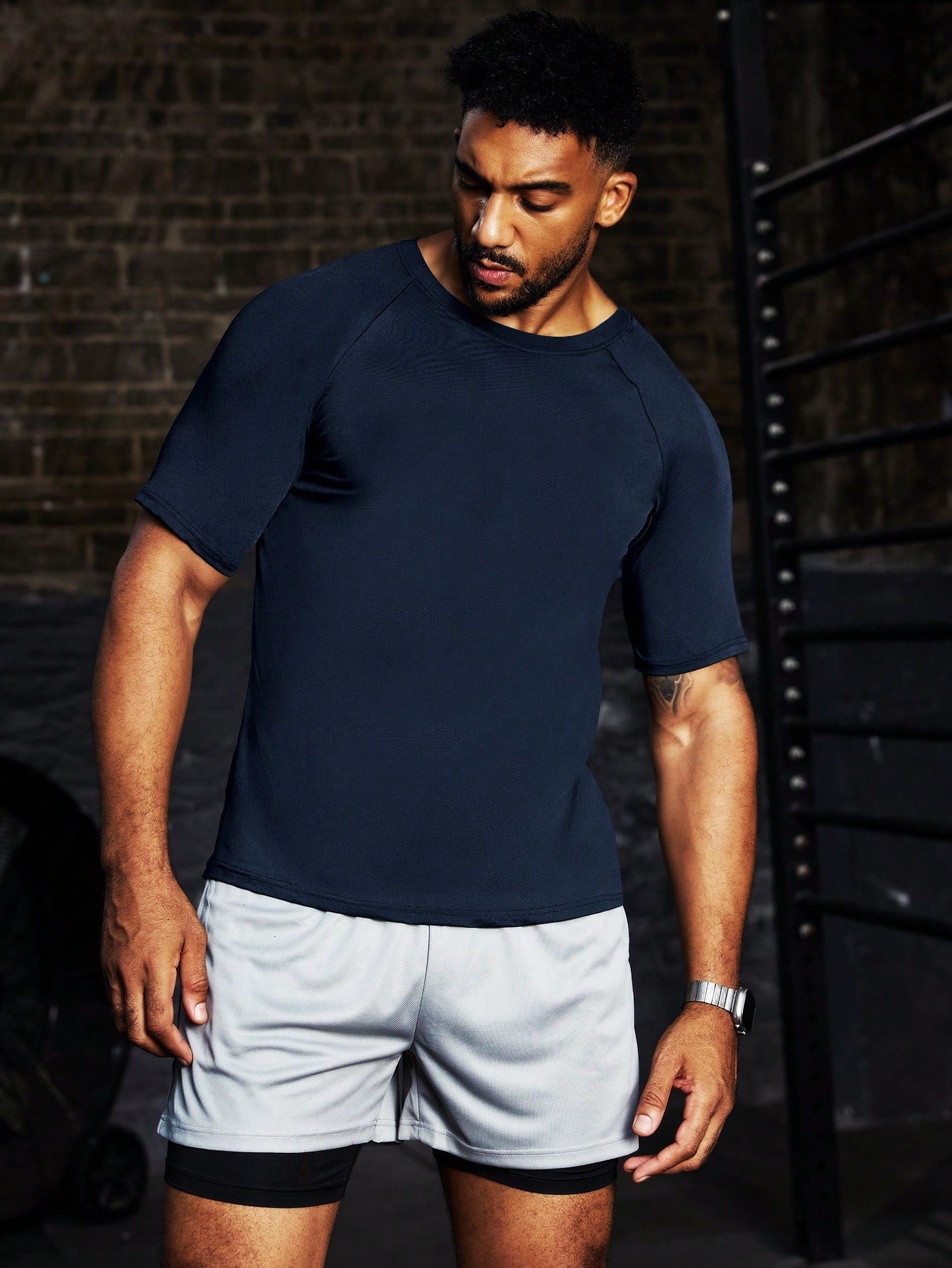 Men's Solid Crew Neck Short Sleeve Casual Sports T-Shirt