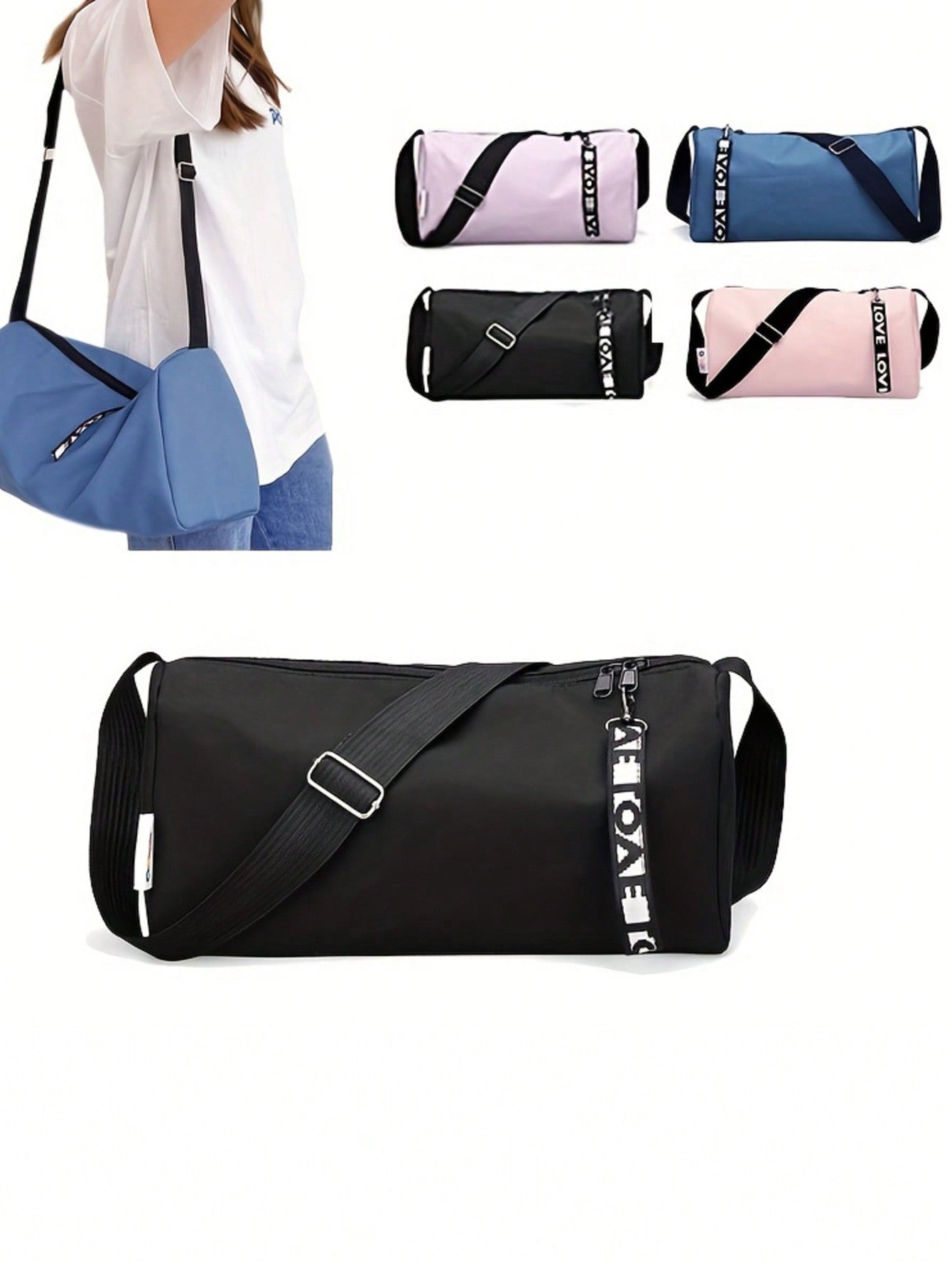 Fashionable Crossbody Yoga Bag - Polyester, Black, Perfect For Fitness