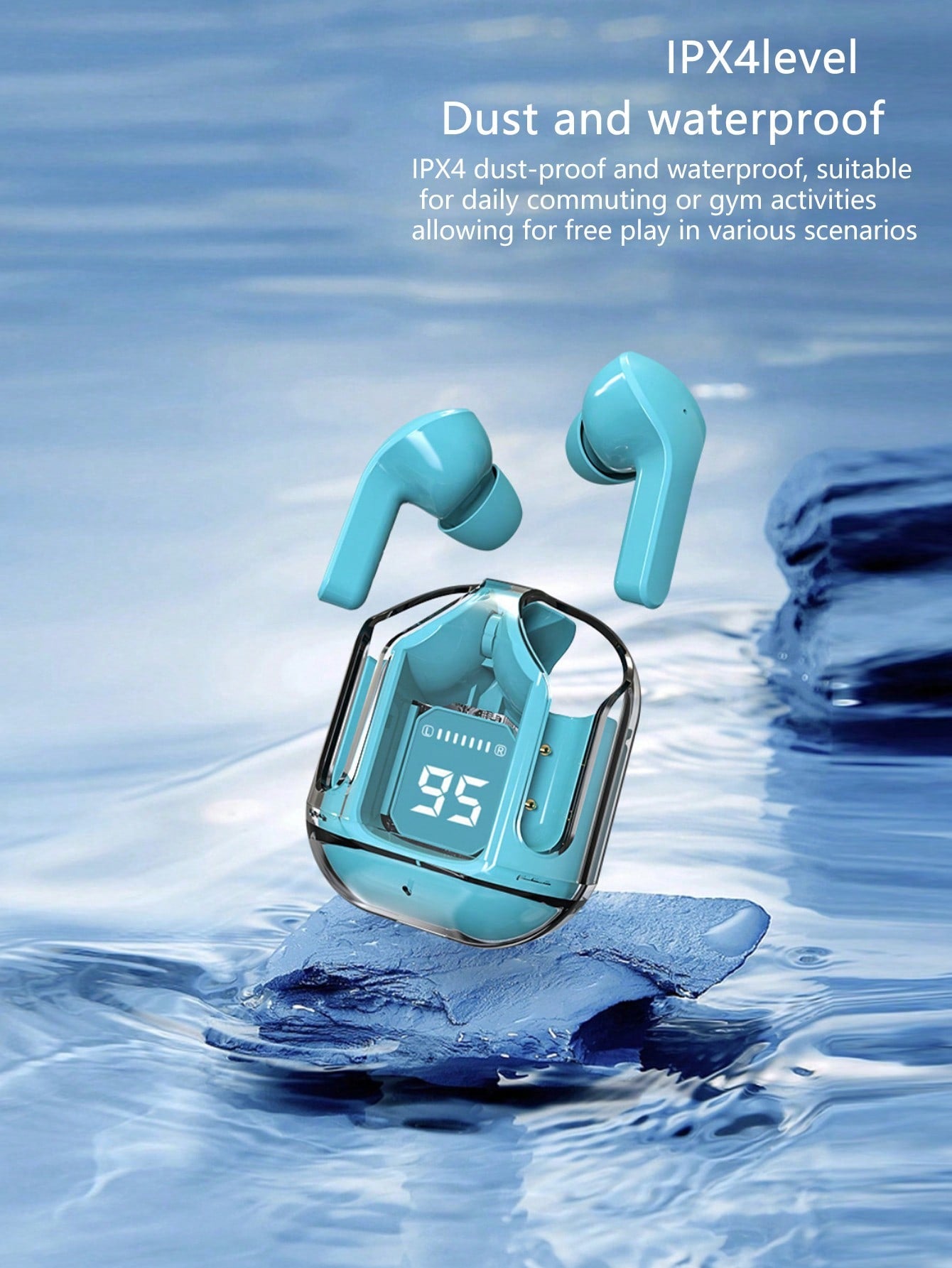 Wireless Bluetooth Earbuds With Digital Charging Case, Noise Cancelling, Sports Earphones