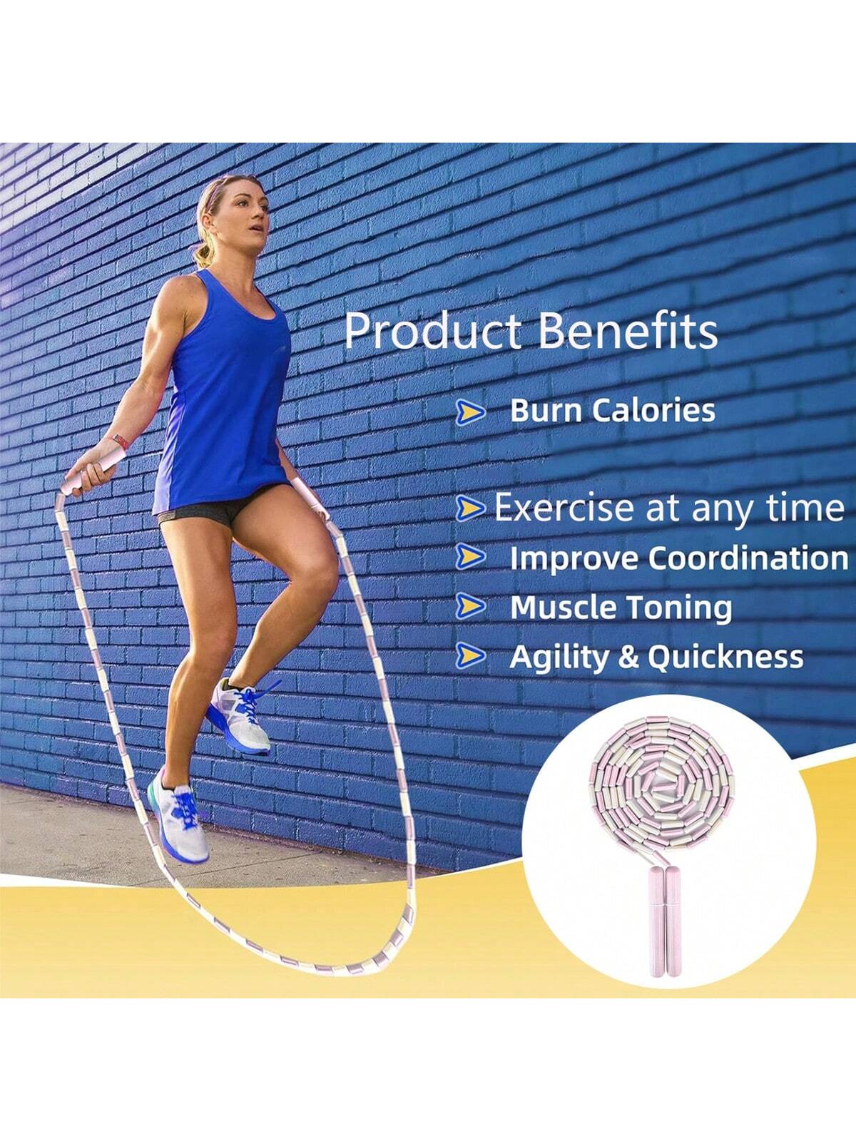 1PC Jump Rope Tangle Free Segmented Soft Beaded Skipping Rope Adjustable Jumping Rope For Men Women Exercise, Keeping Fit And Training