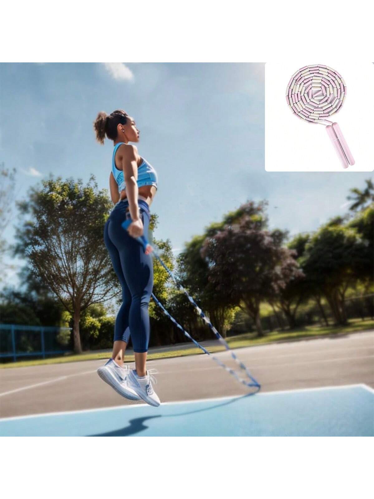 1PC Jump Rope Tangle Free Segmented Soft Beaded Skipping Rope Adjustable Jumping Rope For Men Women Exercise, Keeping Fit And Training