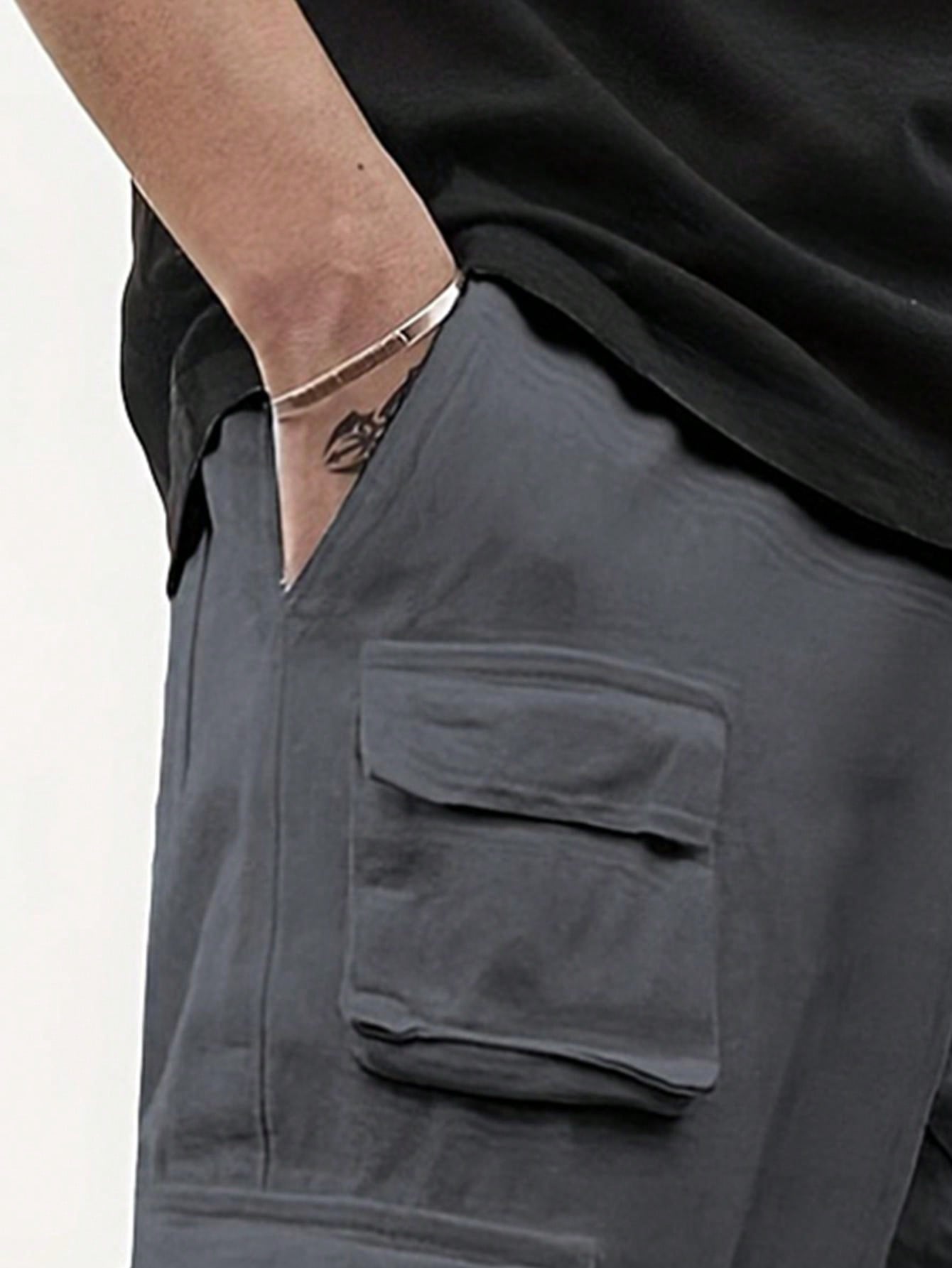 Men Flap Pocket Side Cargo Pants