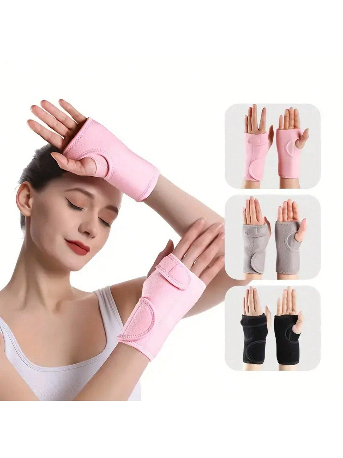 1 Pair Adjustable Breathable 11.8 Inch Wrist Support Braces With Splint For Carpal Tunnel Wrist Stabilization