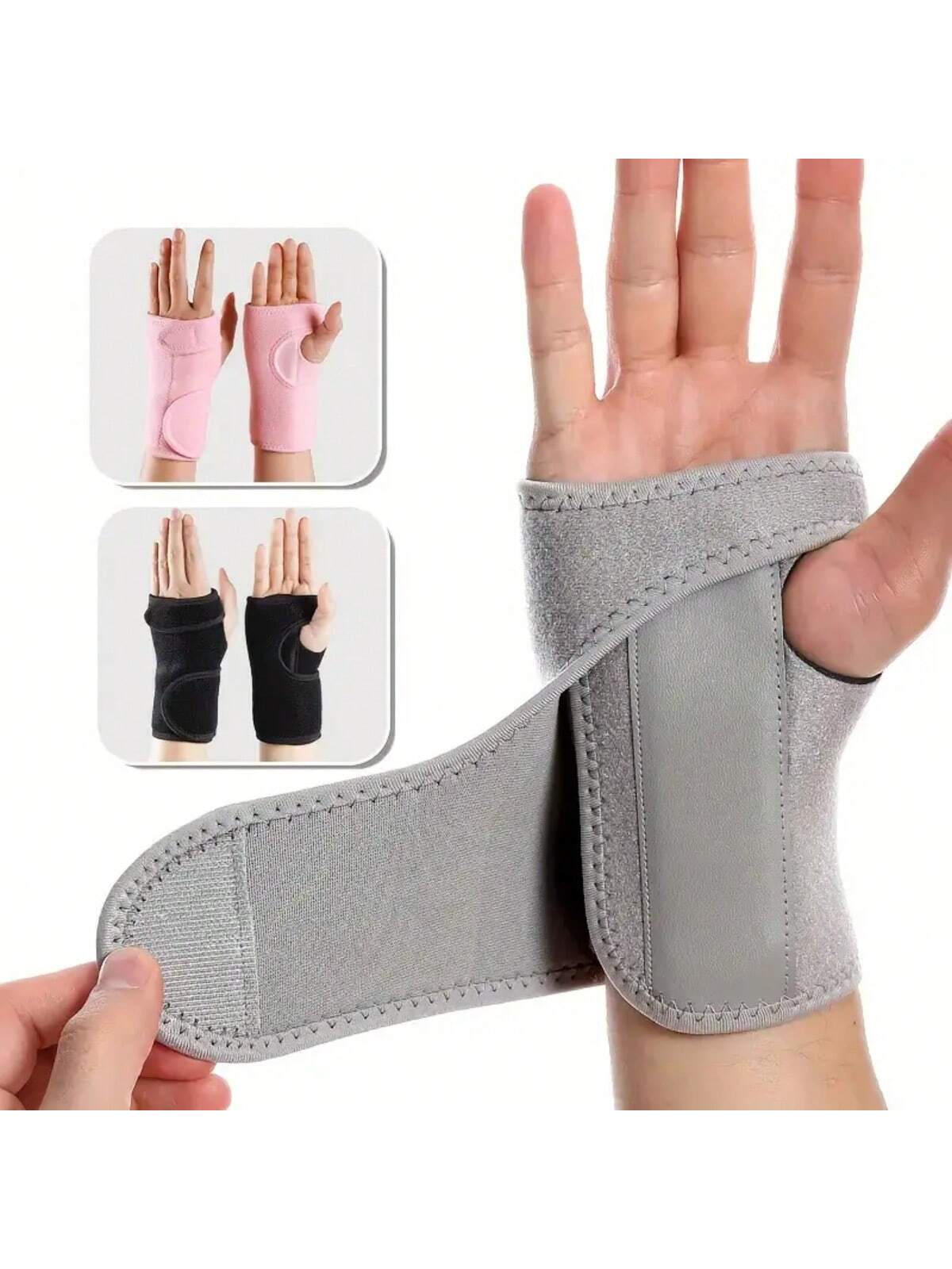 1 Pair Adjustable Breathable 11.8 Inch Wrist Support Braces With Splint For Carpal Tunnel Wrist Stabilization