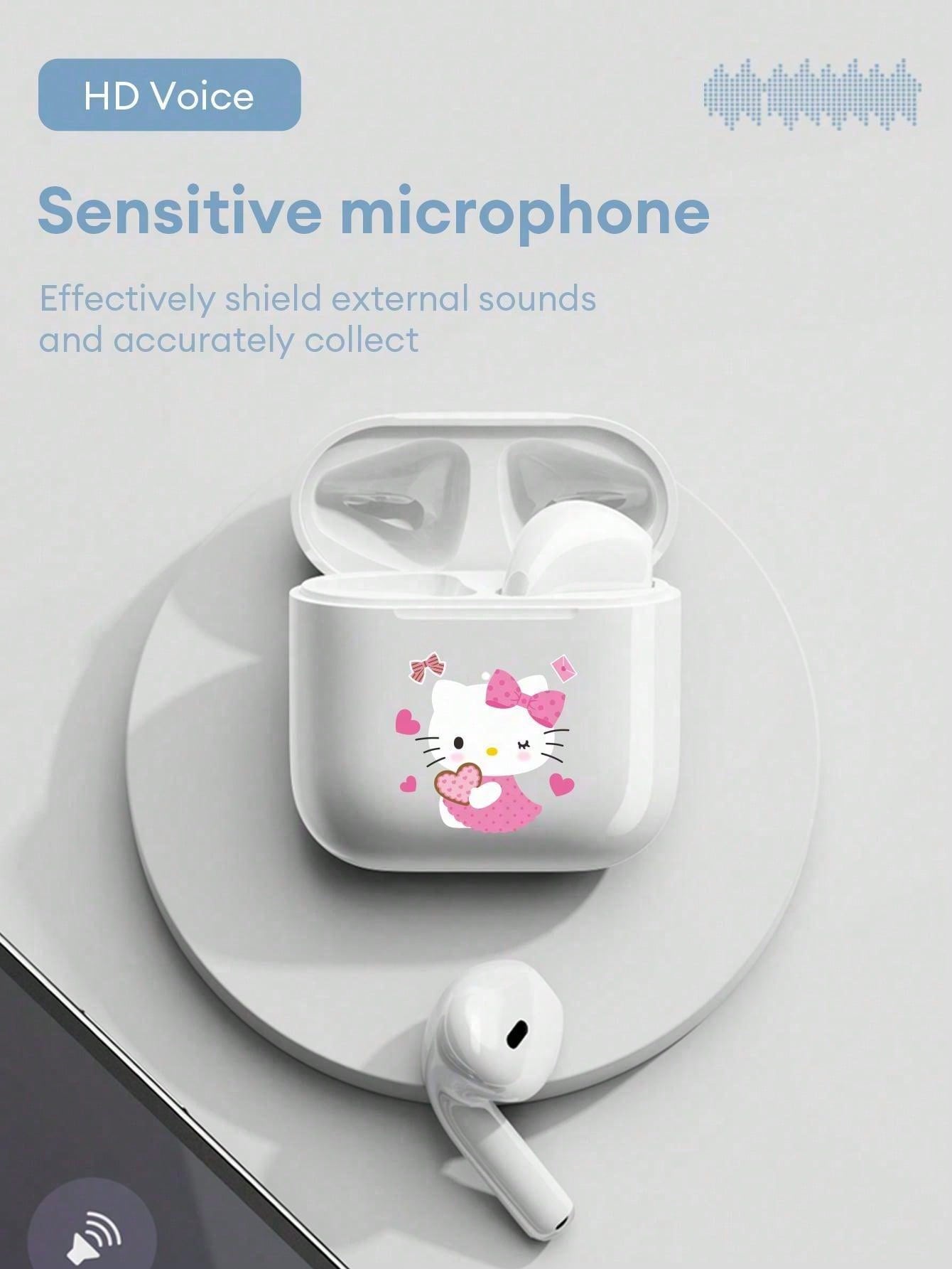 SANRIO BL04 Cute Bluetooth Earphones, Half-In-Ear HIFI Surround Sound Effect, Cartoon Design, Mini Music/Gaming Earbuds, Super Long Battery Life, Sensitive Microphone, High-Definition Voice, Low Latency, Passive Noise Cancelling Wireless Earphones