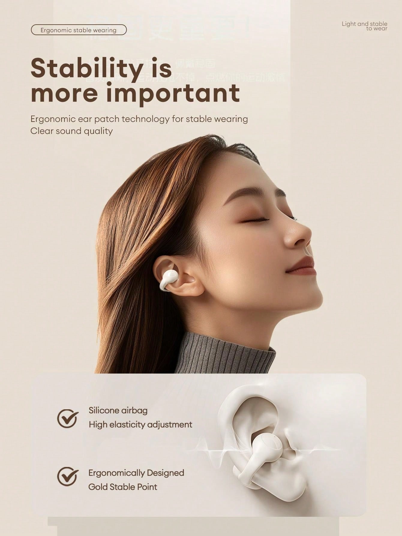 Lenovo LP25 Bluetooth Earphones, Bone Conduction Earclip Style, Bluetooth 5.4, ENC Noise Cancellation, Long Endurance, Smart Touch Control, Compatible With Apple/Android Tablets