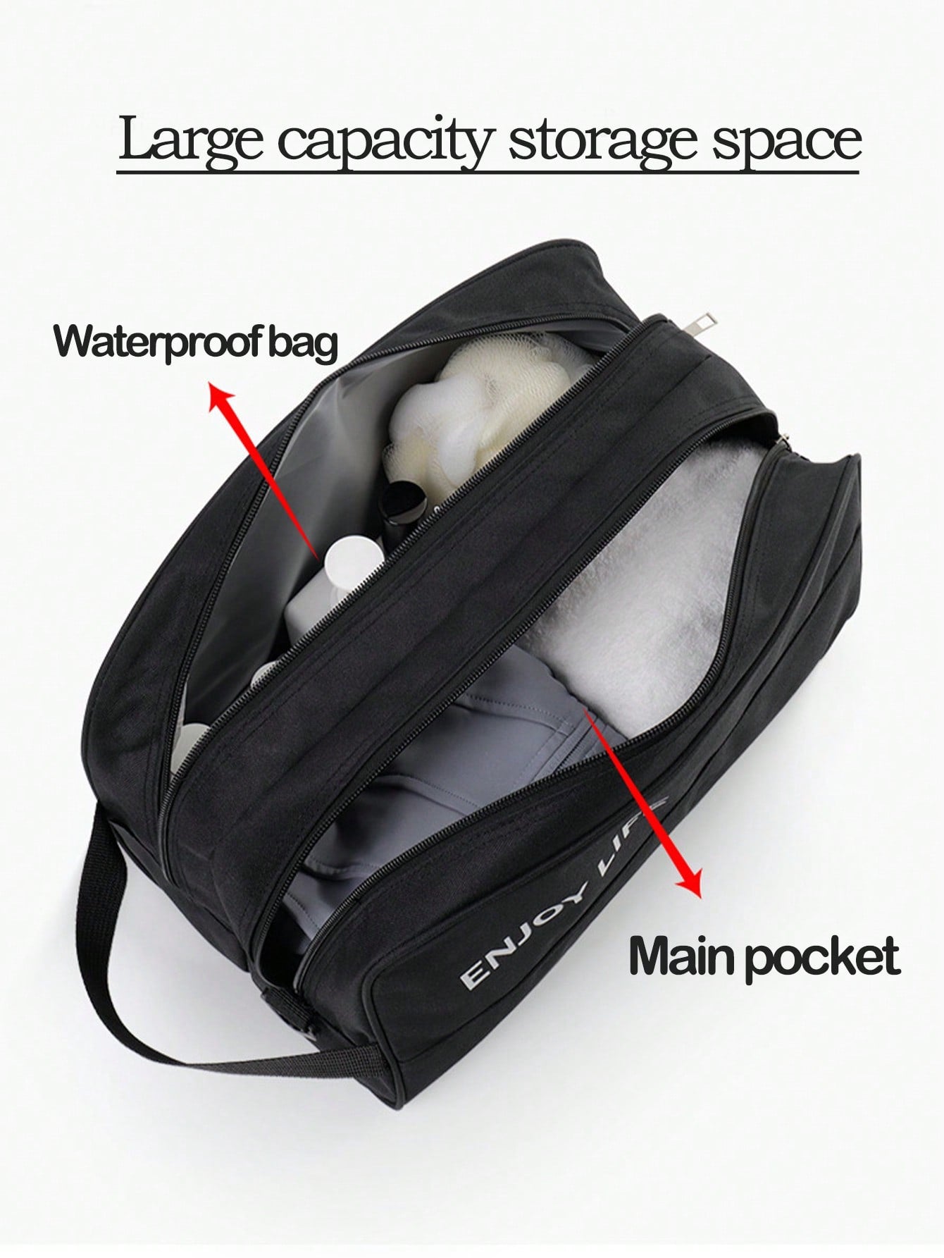 1 Pc Simple Sports And Leisure Waterproof Dry Wet Separation Swimming Bag Beach Bag Large Capacity Toileting Bag Portable Crossbody Fitness Bag For Men And Women For Travel Business