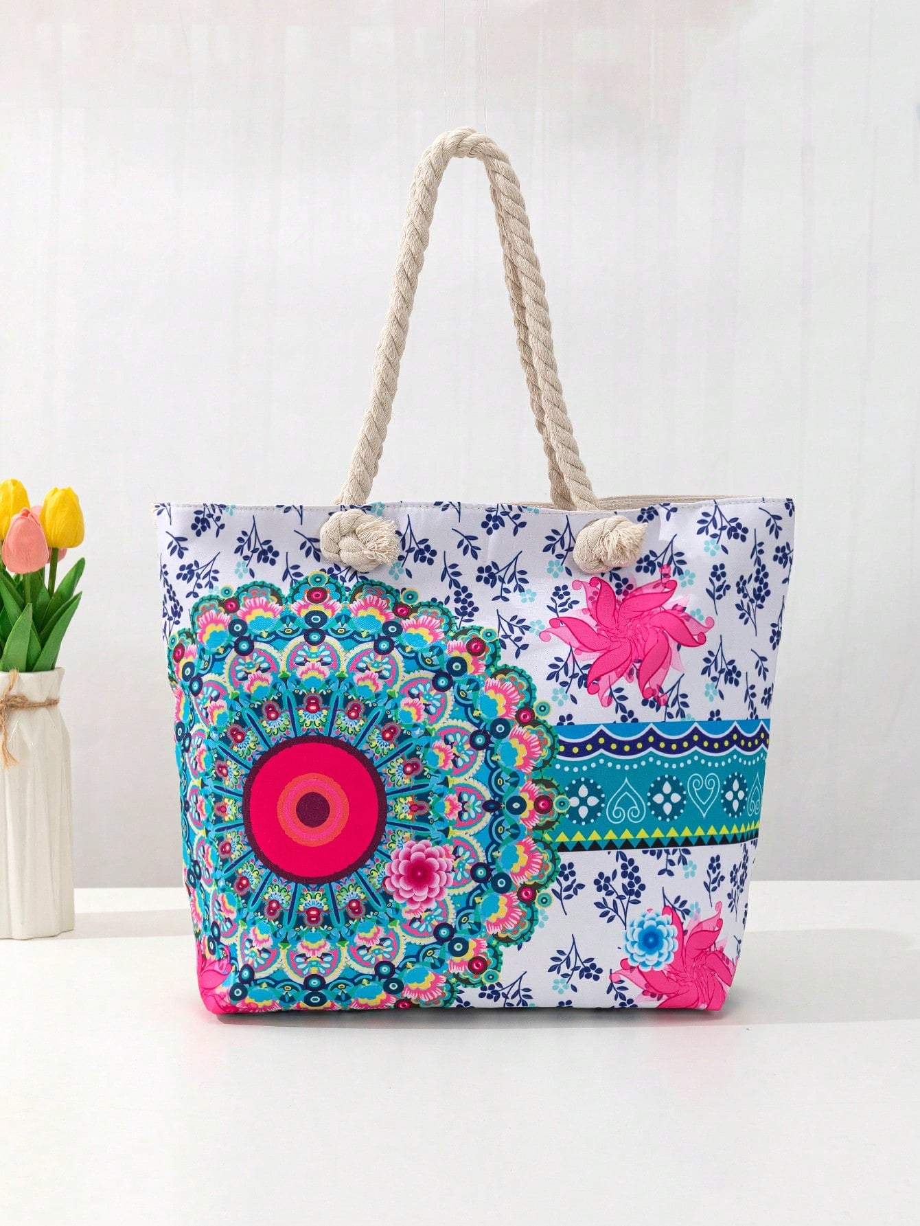 New Sale Fashion Print Shoulder Bag, Minimalist Style, Suitable For Beach, Students, Shopping, Casual, Vacation, Oversized Tote