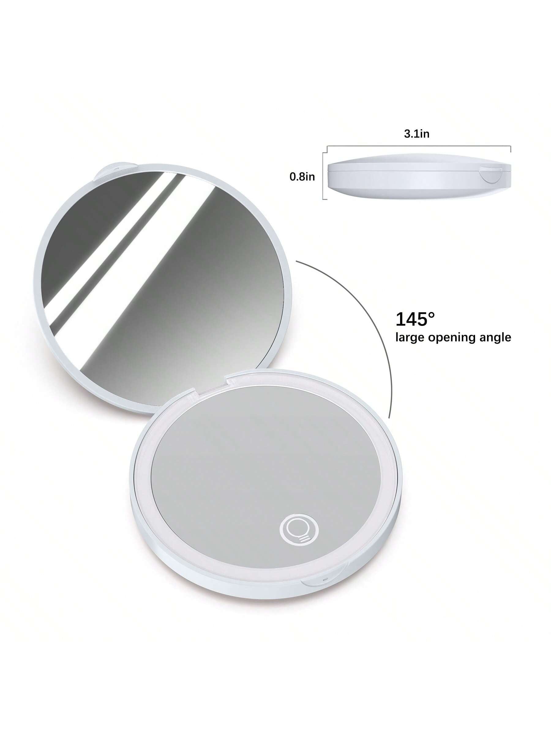 Round Compact Magnifying Mirror Rechargeable 1x/2x Magnification Travel Mirror With Light Small Makeup Mirror Pocket Mirror For Purse Handbag Handheld 2-Sided Mirror Dimmable Girls Xmast New Year Gifts