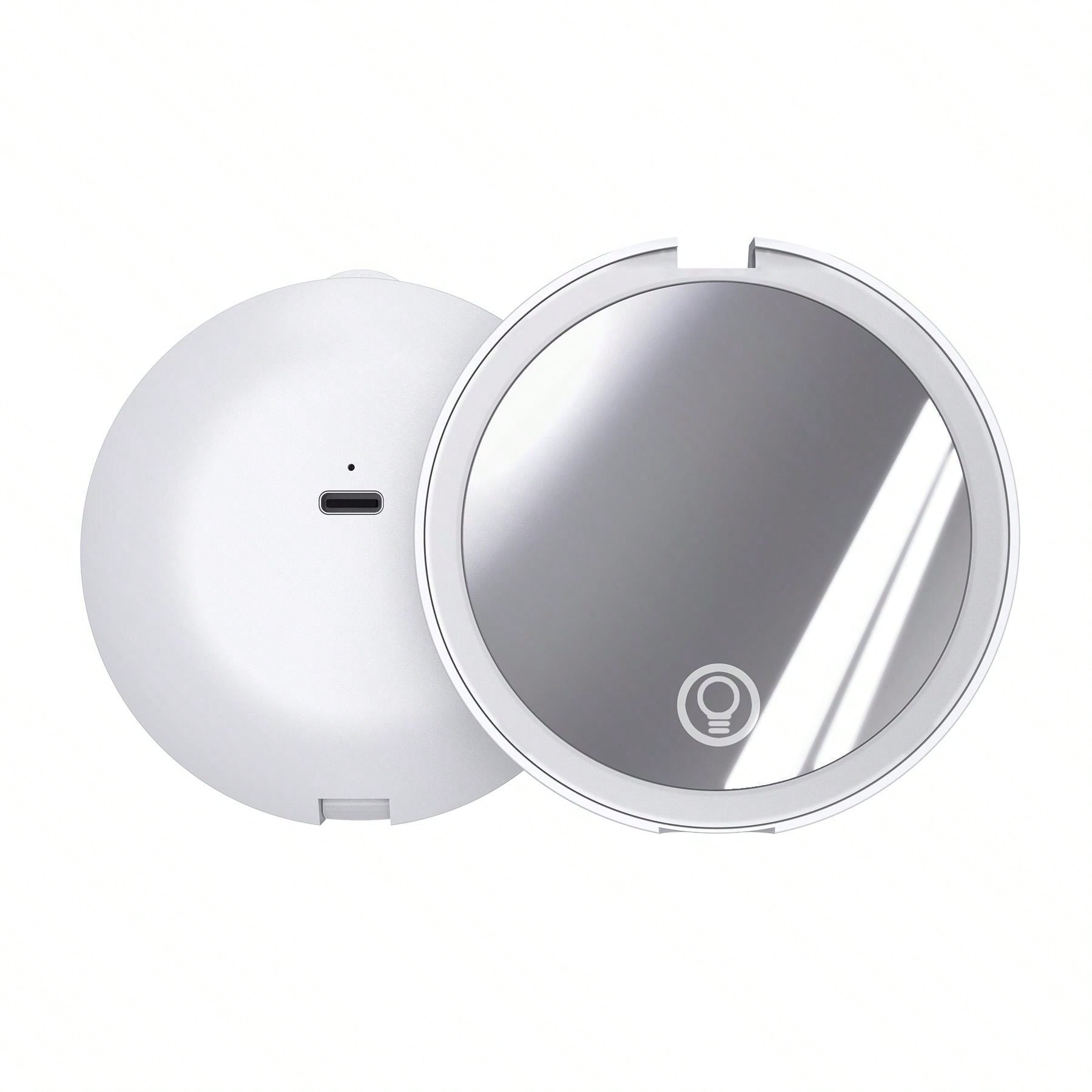 Round Compact Magnifying Mirror Rechargeable 1x/2x Magnification Travel Mirror With Light Small Makeup Mirror Pocket Mirror For Purse Handbag Handheld 2-Sided Mirror Dimmable Girls Xmast New Year Gifts