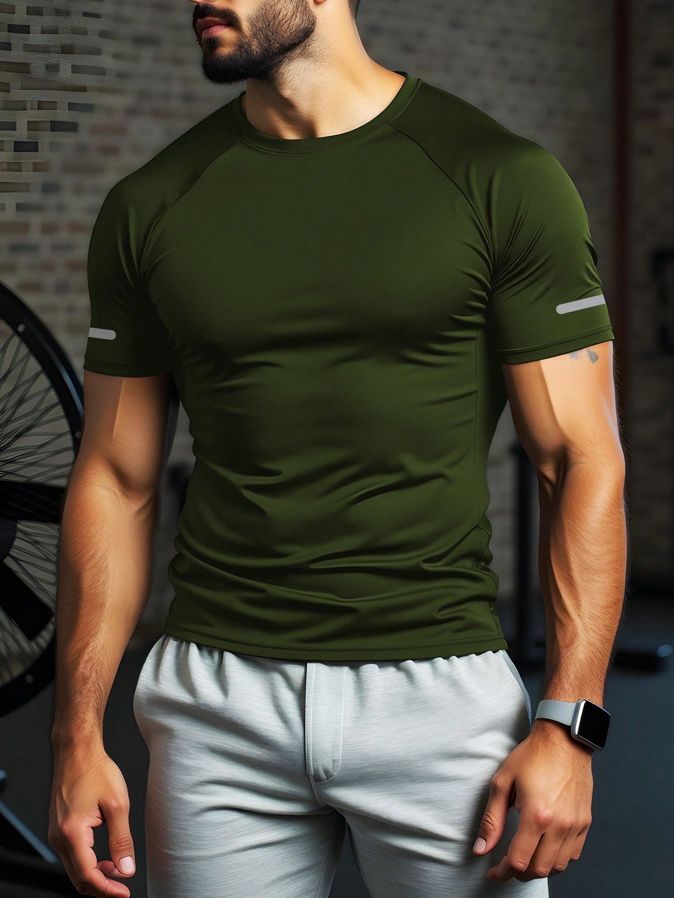 Men's Raglan Short Sleeve Crew Neck Casual Fitness Sports T-Shirt