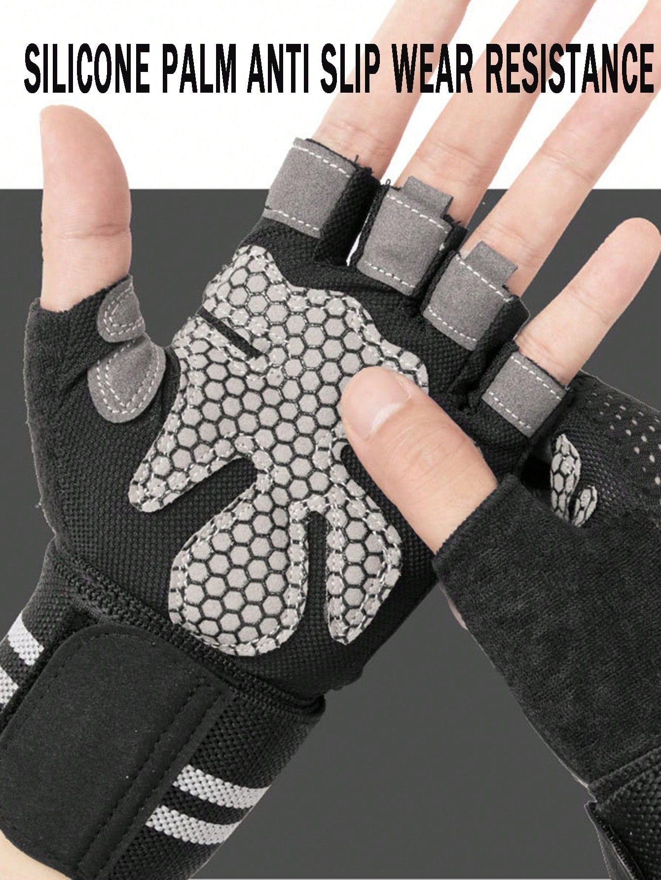 1pair Fitness Breathable Workout Gloves For Men Women, Padded Weight Lifting Gloves With Wrist Wraps Support, Full Palm Protection, Grip For Gym Training, Fitness, Weightlifting, Exercise Fingerless Black