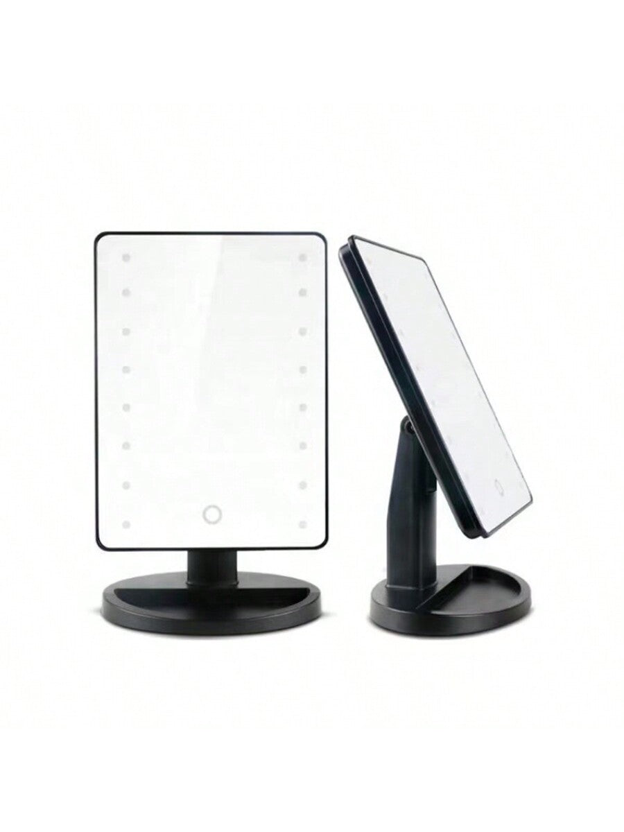 1pc 16led Makeup Mirror Light With Usb/Battery Dual Power Supply, Rotatable Tabletop Mirror With 3 Touch Screen Light Modes