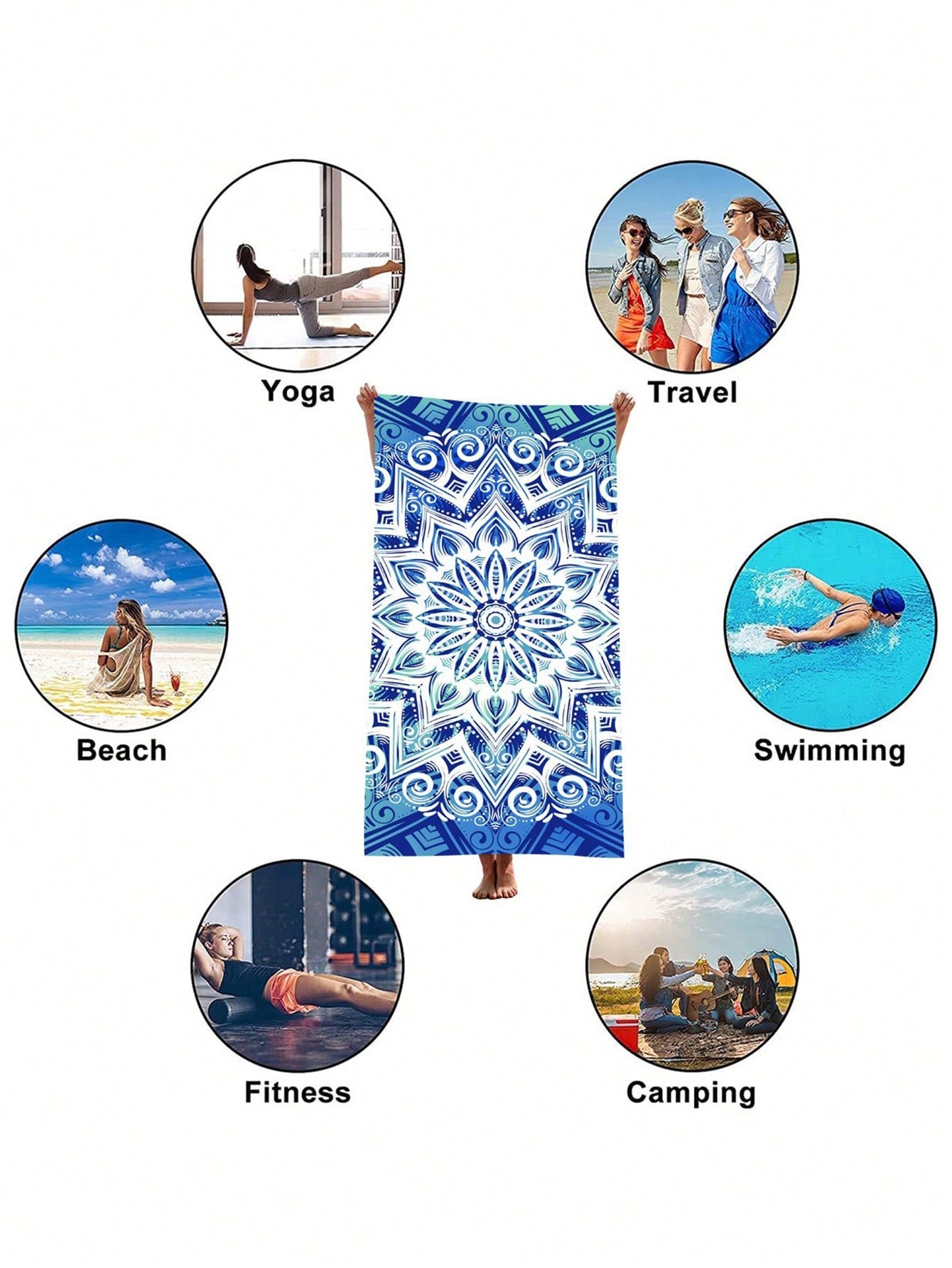 1pc Extra Fine Fiber Printed Quick Dry Towel, Gym Workout Sweat Towel, Outdoor Swimming Beach Towel, Soft Absorbent Bath Towel