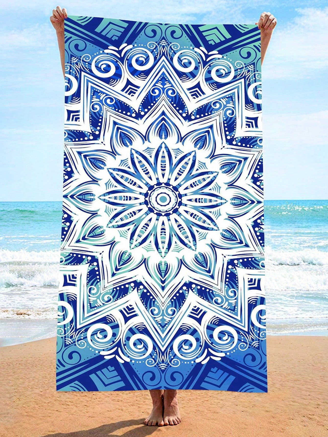 1pc Extra Fine Fiber Printed Quick Dry Towel, Gym Workout Sweat Towel, Outdoor Swimming Beach Towel, Soft Absorbent Bath Towel