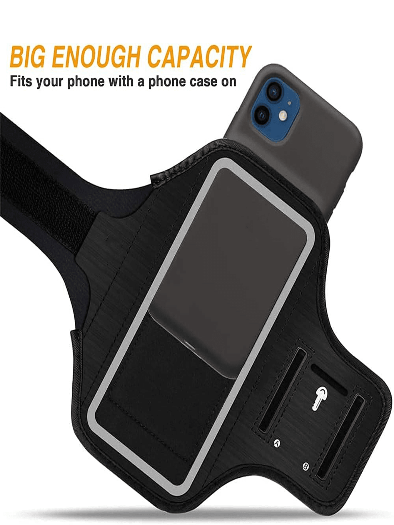 Armband Compatible With Iphone 16 Pro Max/16 Plus/15 Pro Max/15 Plus/IPhone 14 Pro Max/14 Plus/13 Pro Max/12 Pro Max/11 Pro Max/Xs Max, Sweatproof Running Exercise Bag With Key Holder And Card Slot